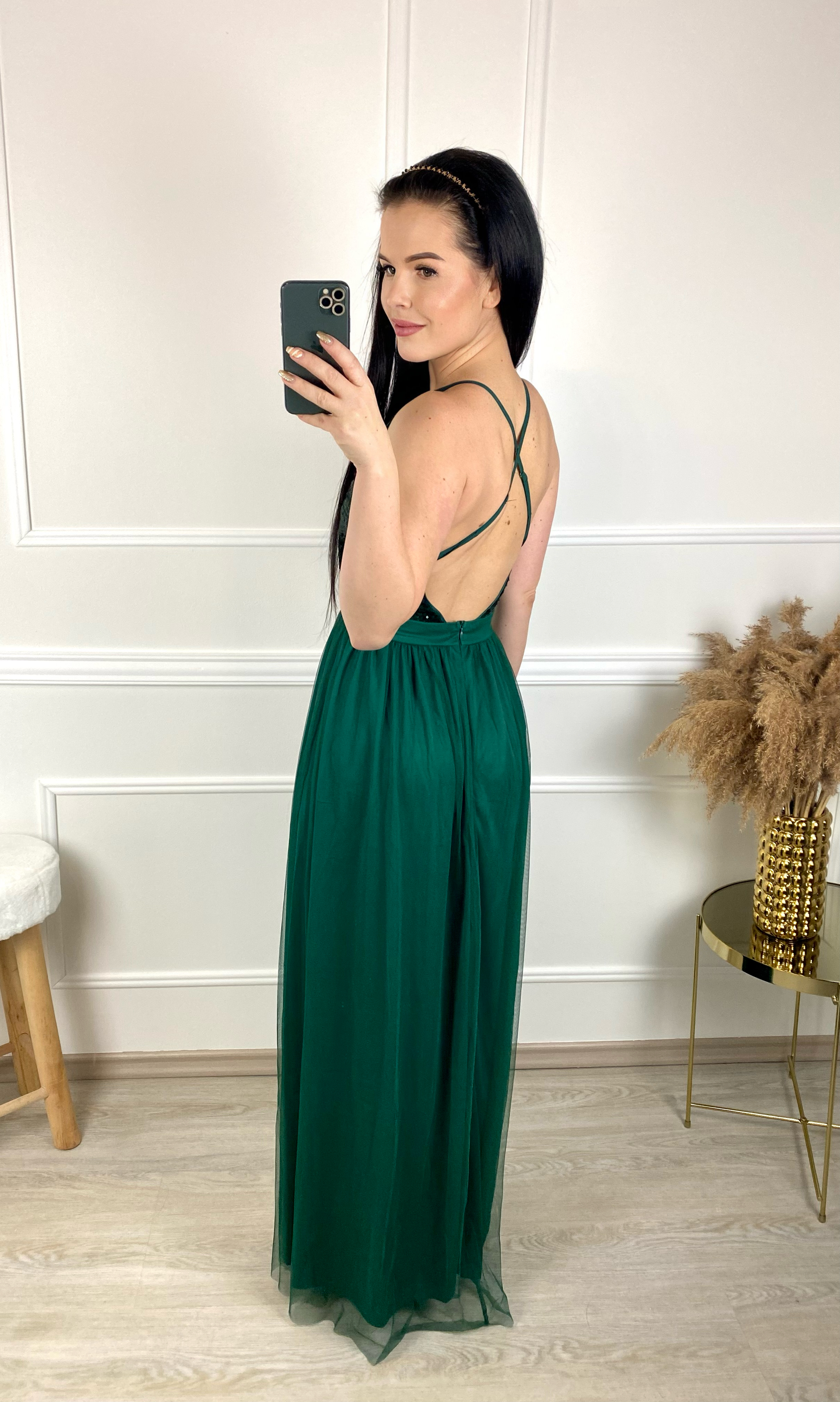 Šifónové šaty Chantal/smaragdové XL