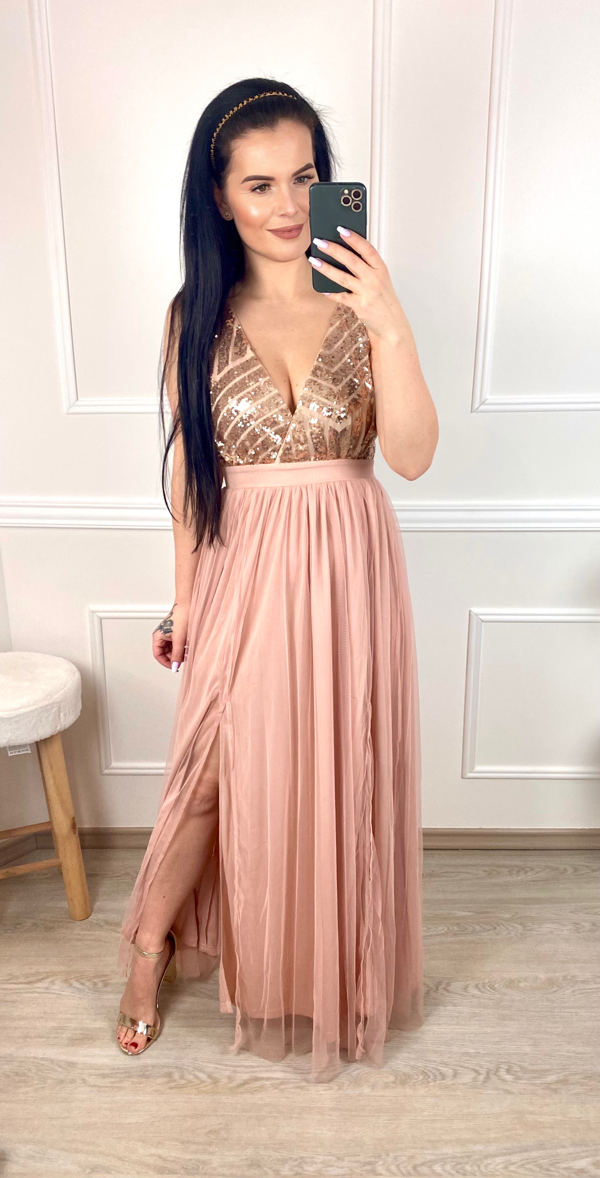 Šifónové šaty Chantal/old pink