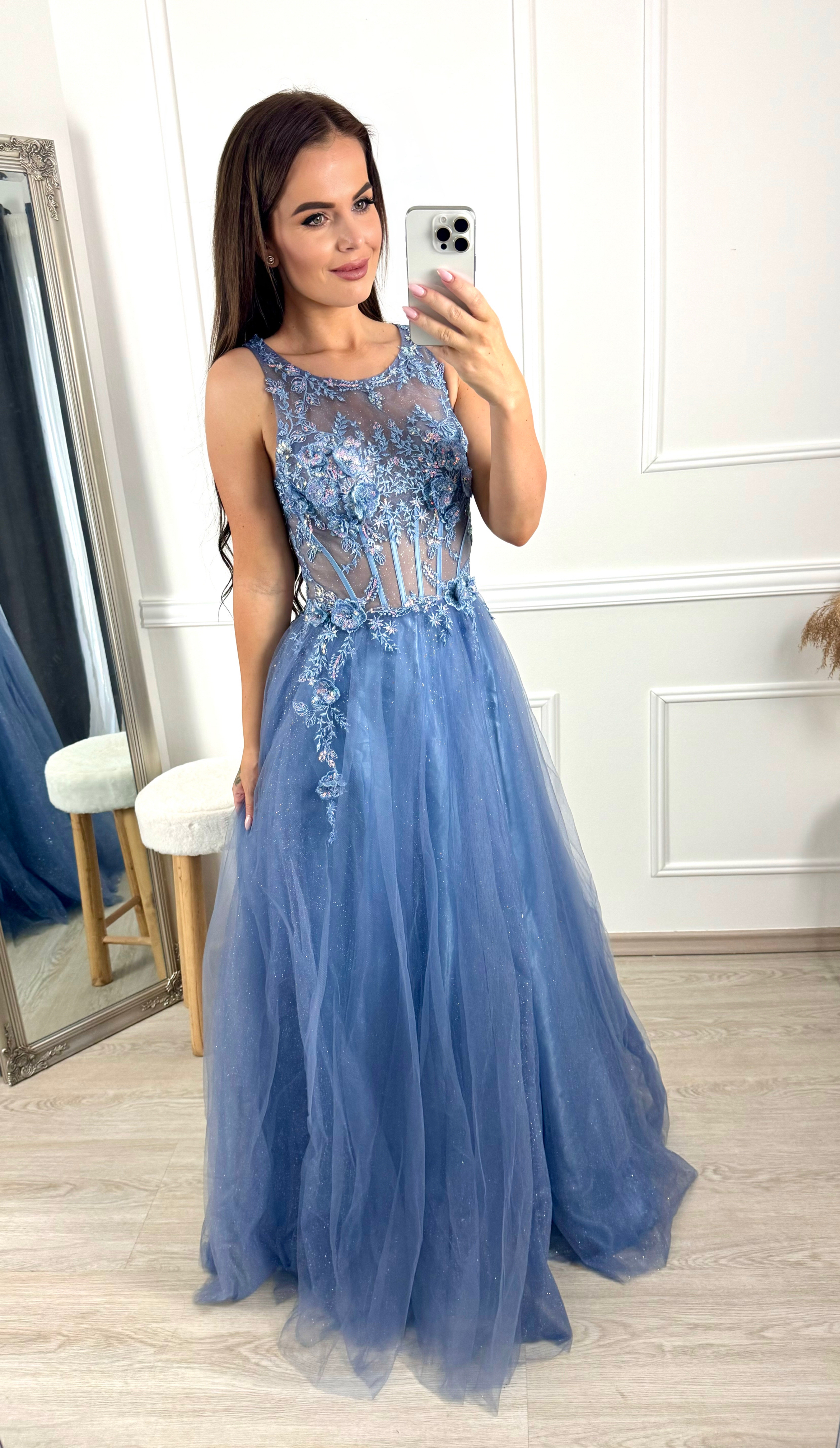 Plesové šaty Francesca/modré 34