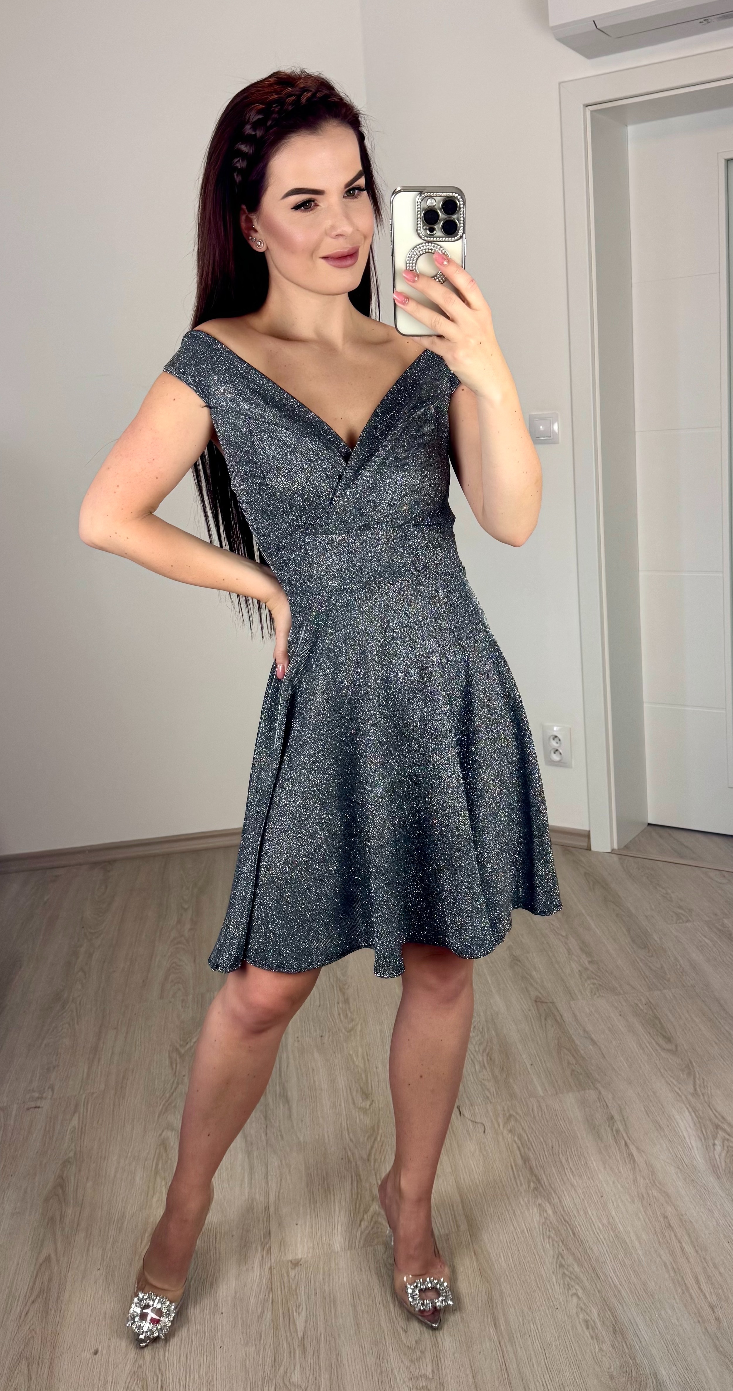 Třpytivé šaty Shine/šedé