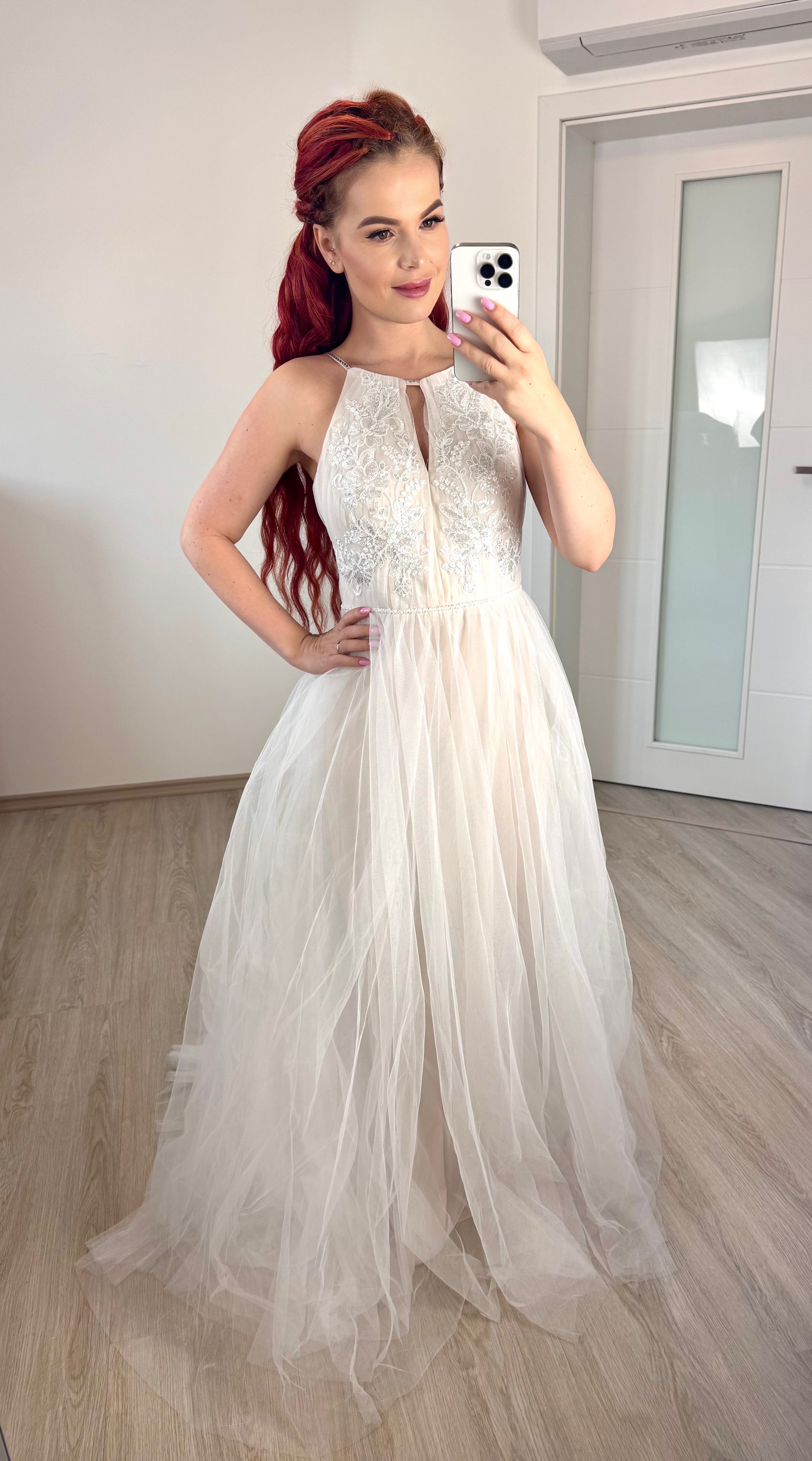 Champagne svatební/popůlnoční šaty M