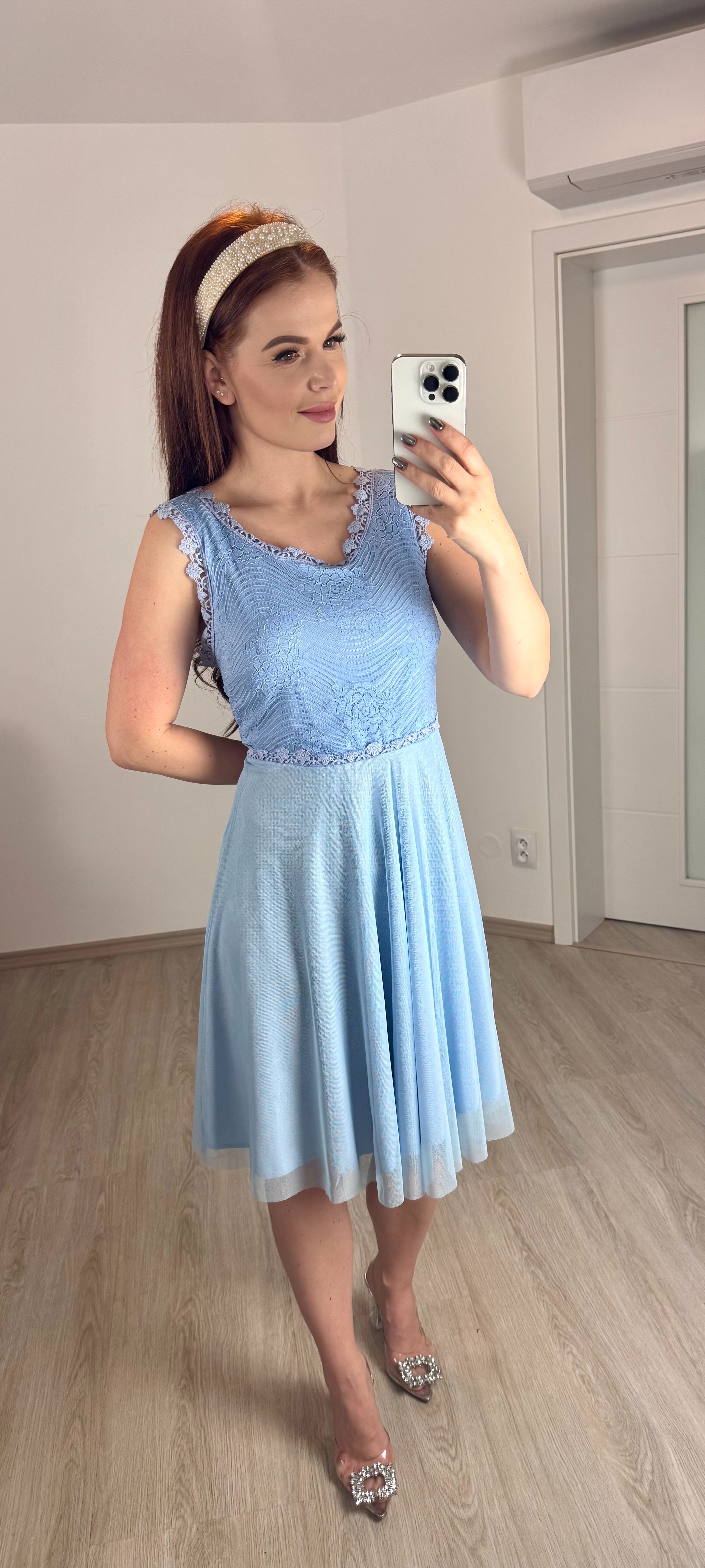 šifonové šaty Grace/světle modré