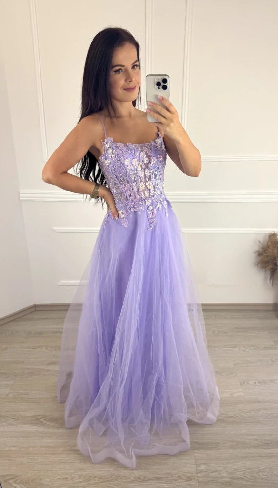Tylové šaty Violeta / lila fialové XS