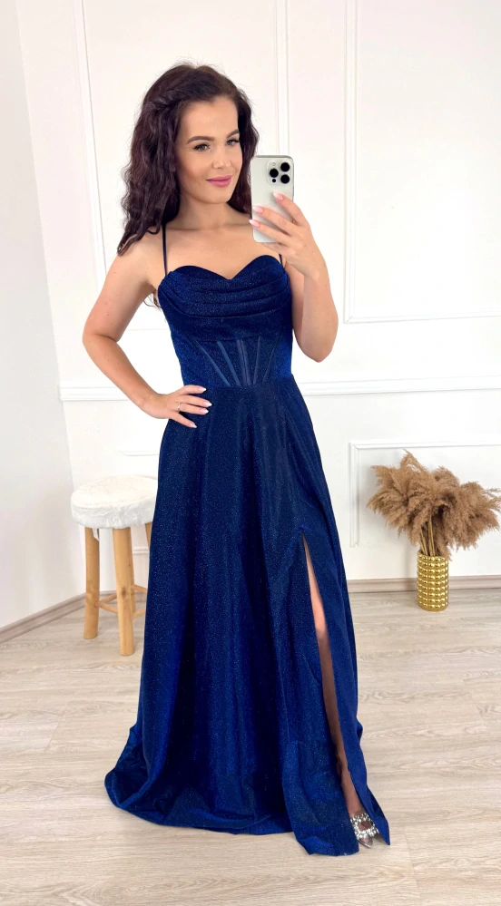 Třpytivé šaty Kristin/ námořnické modré 32