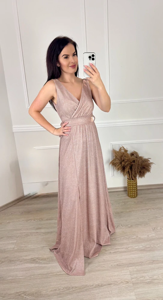 Třpytivé šaty Samantha/ champagne
