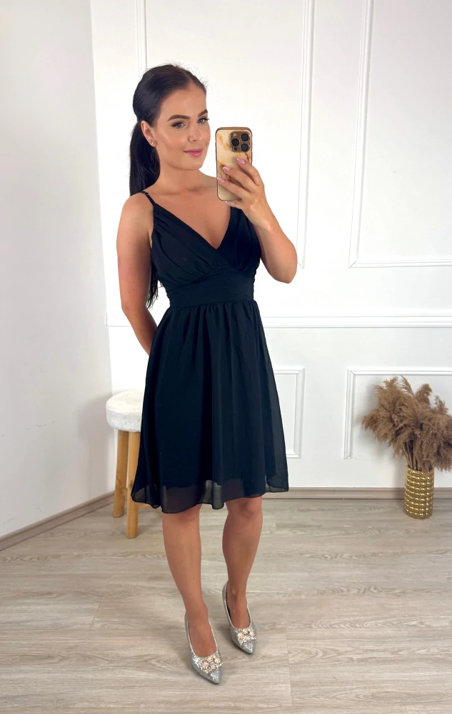 Krátké šifonové šaty Tiffany/ černé