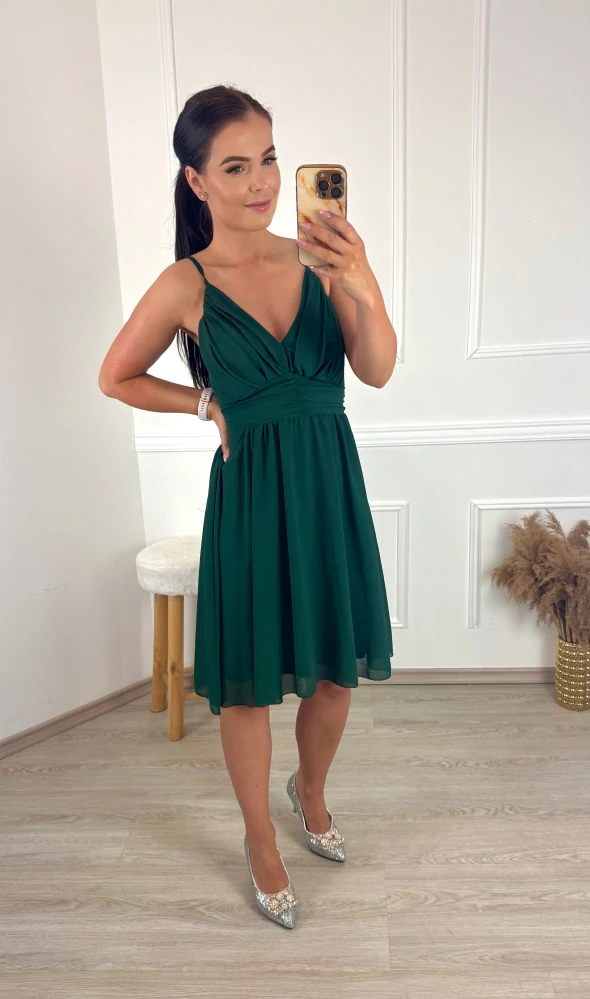 Krátké šifonové šaty Tiffany/ smaragdové