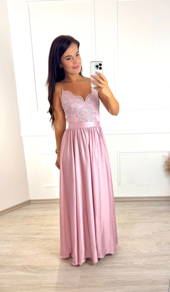 Krajkové šaty Bella 34 starorůžové
