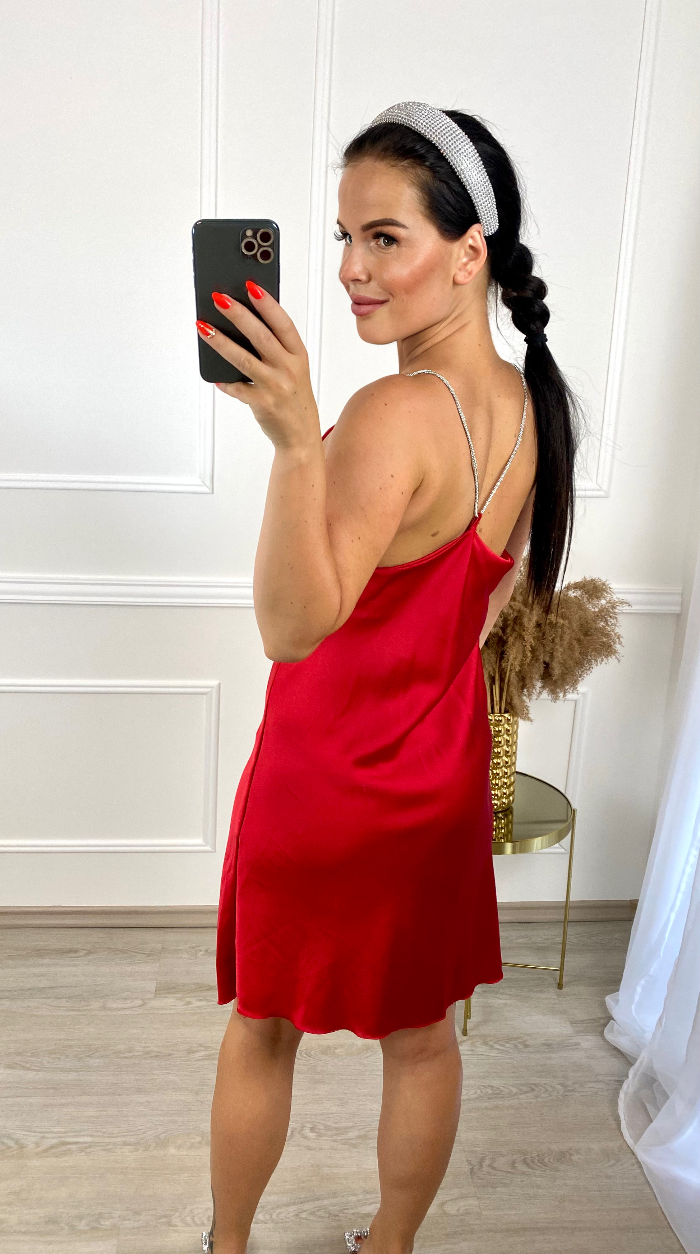 Saténové šaty Chulio/červené