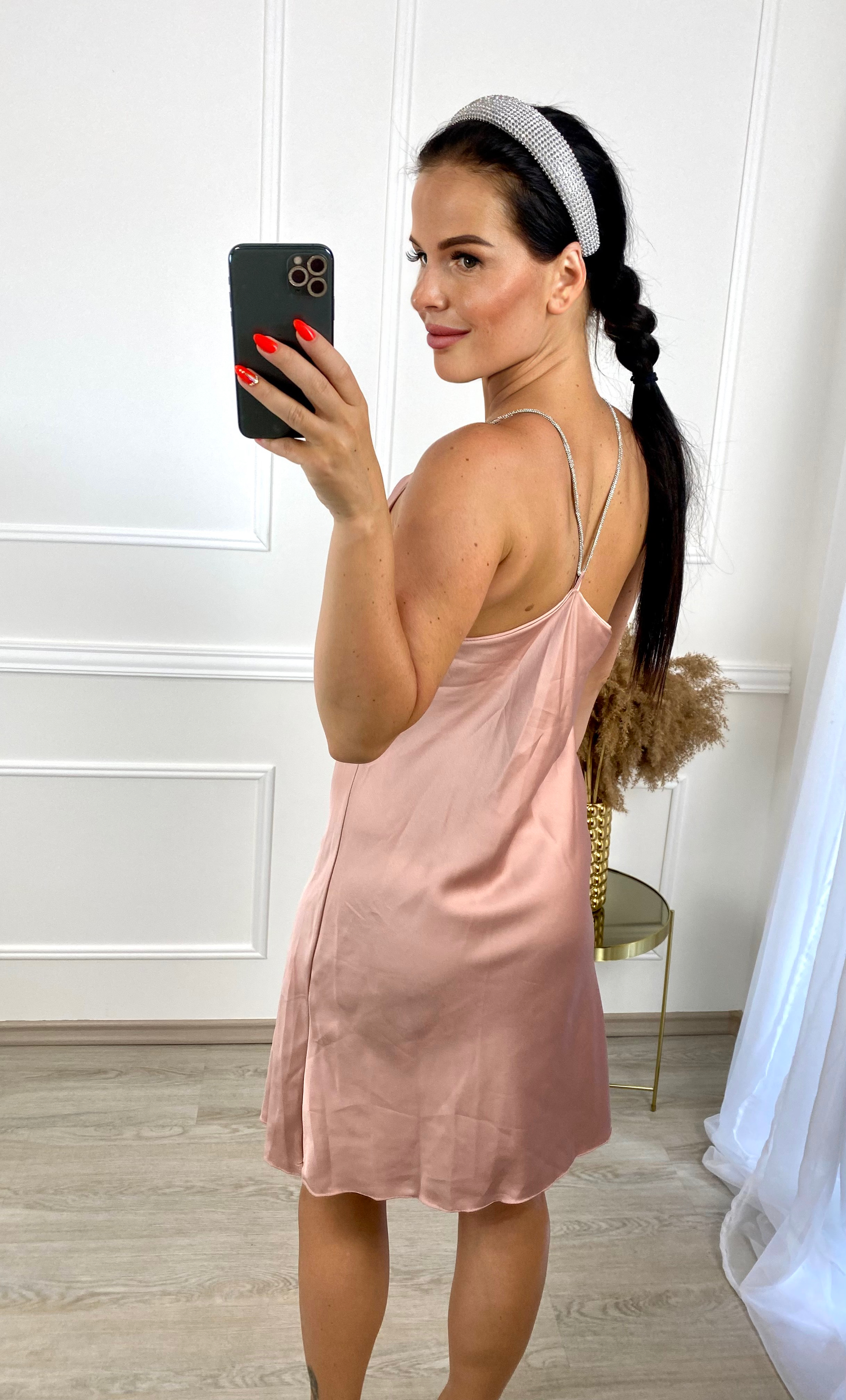 Saténové šaty Chulio/starorůžové