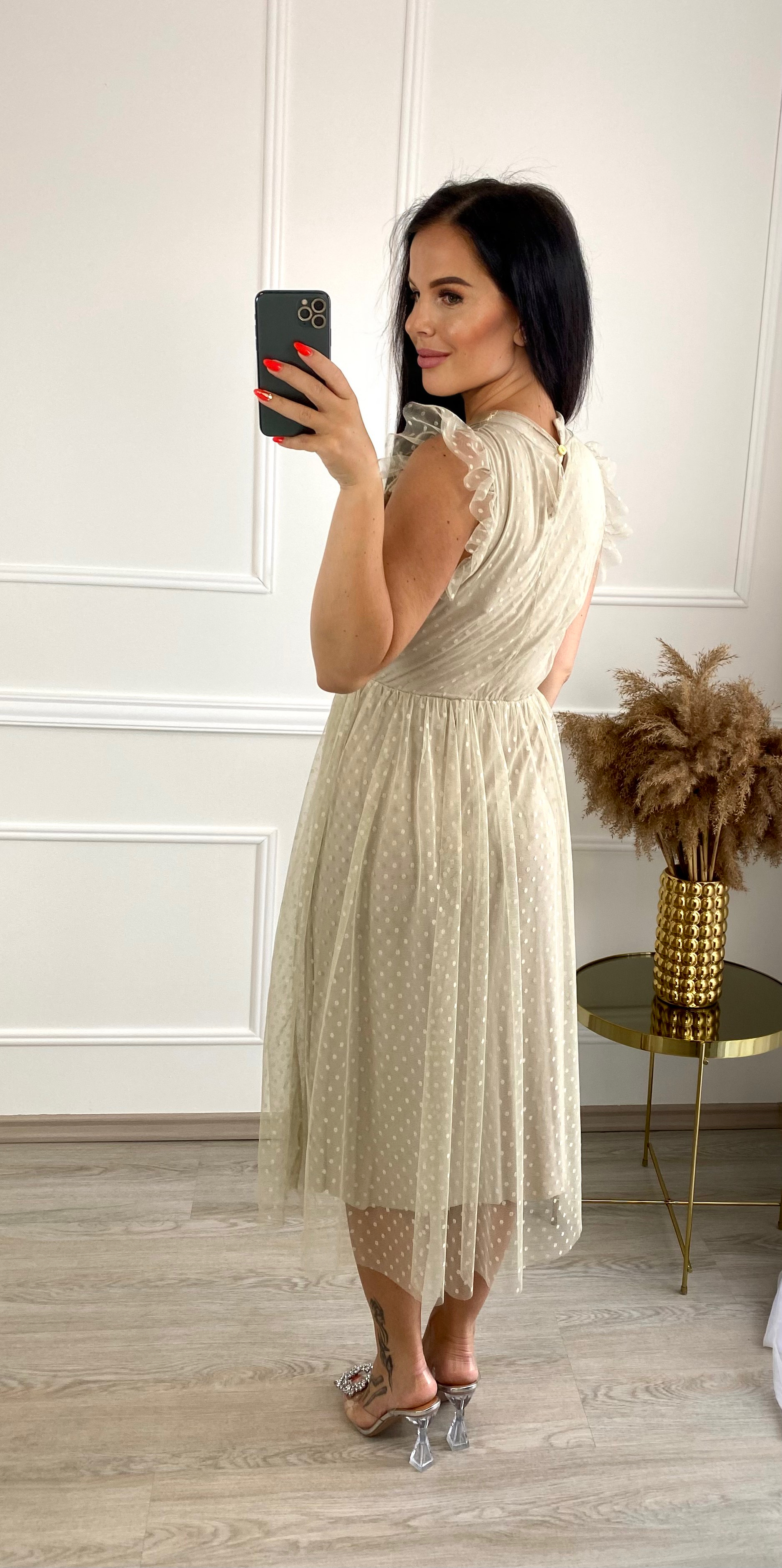 Šifónové šaty Vanity/béžové