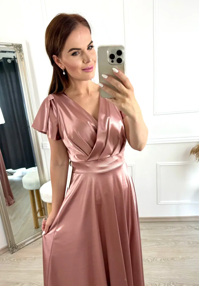 Saténové šaty Ilumi/starorůžové