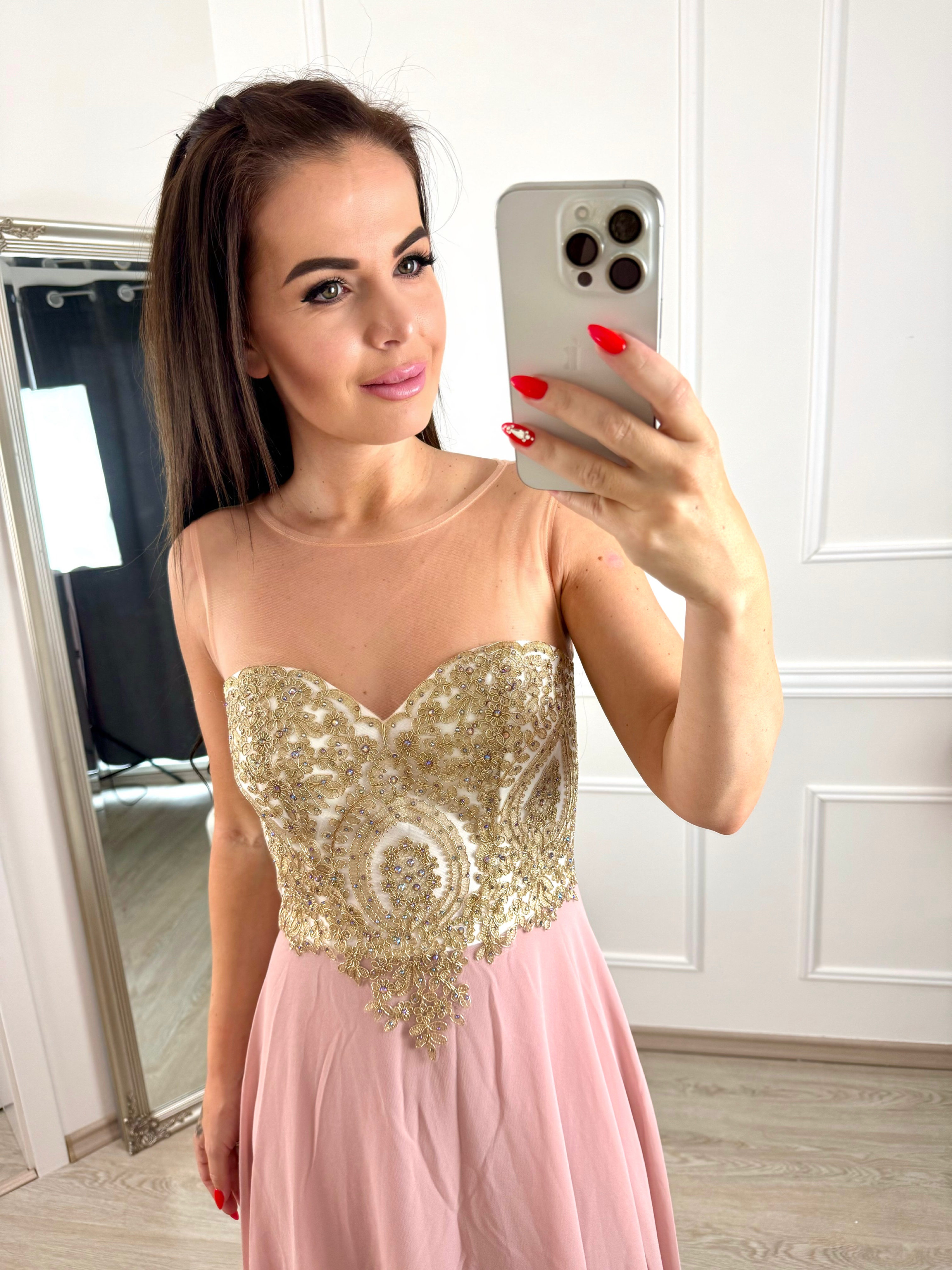 Plesové šaty Minera/pudrově růžové 34