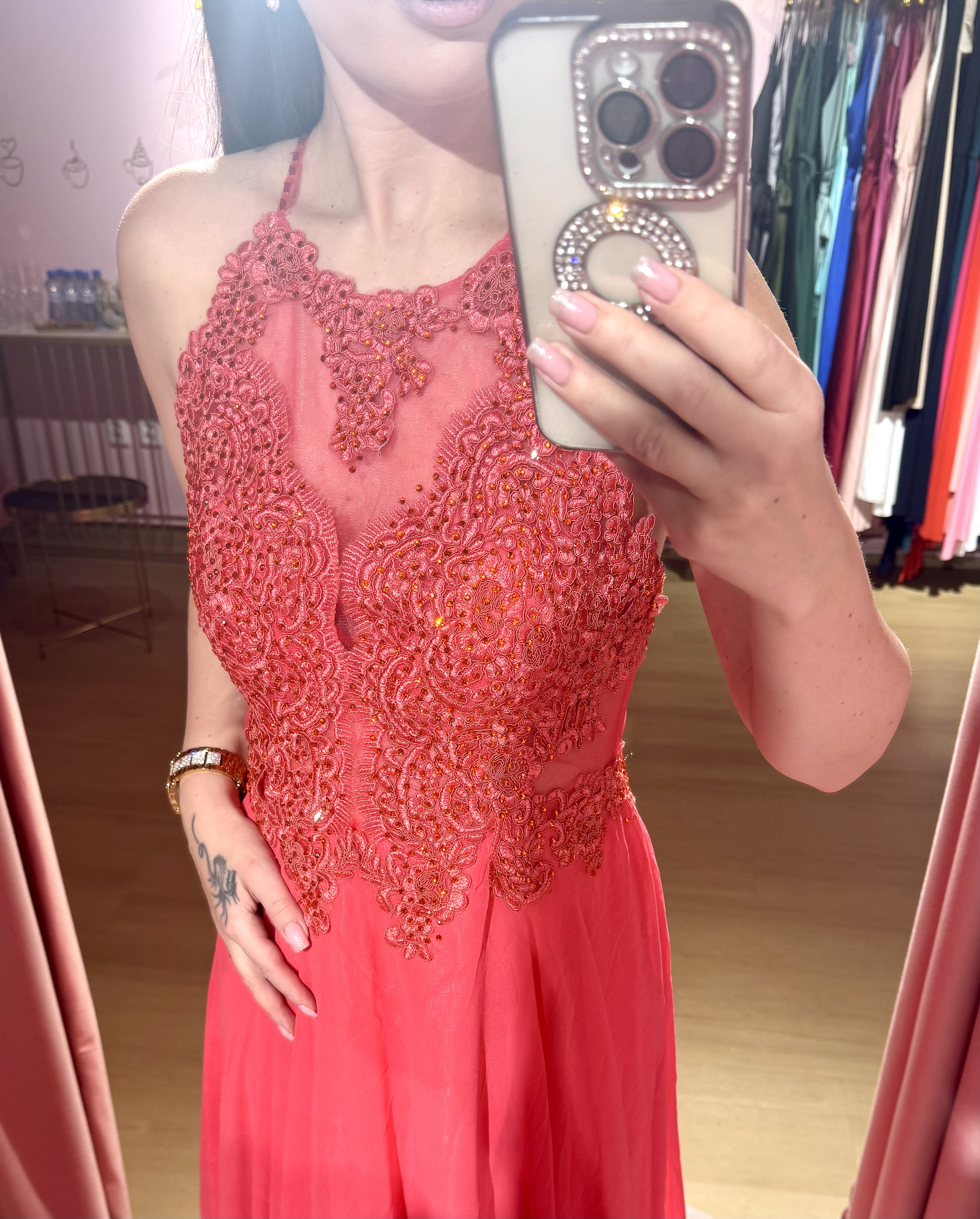 Společenské šaty Anabelle/korálové