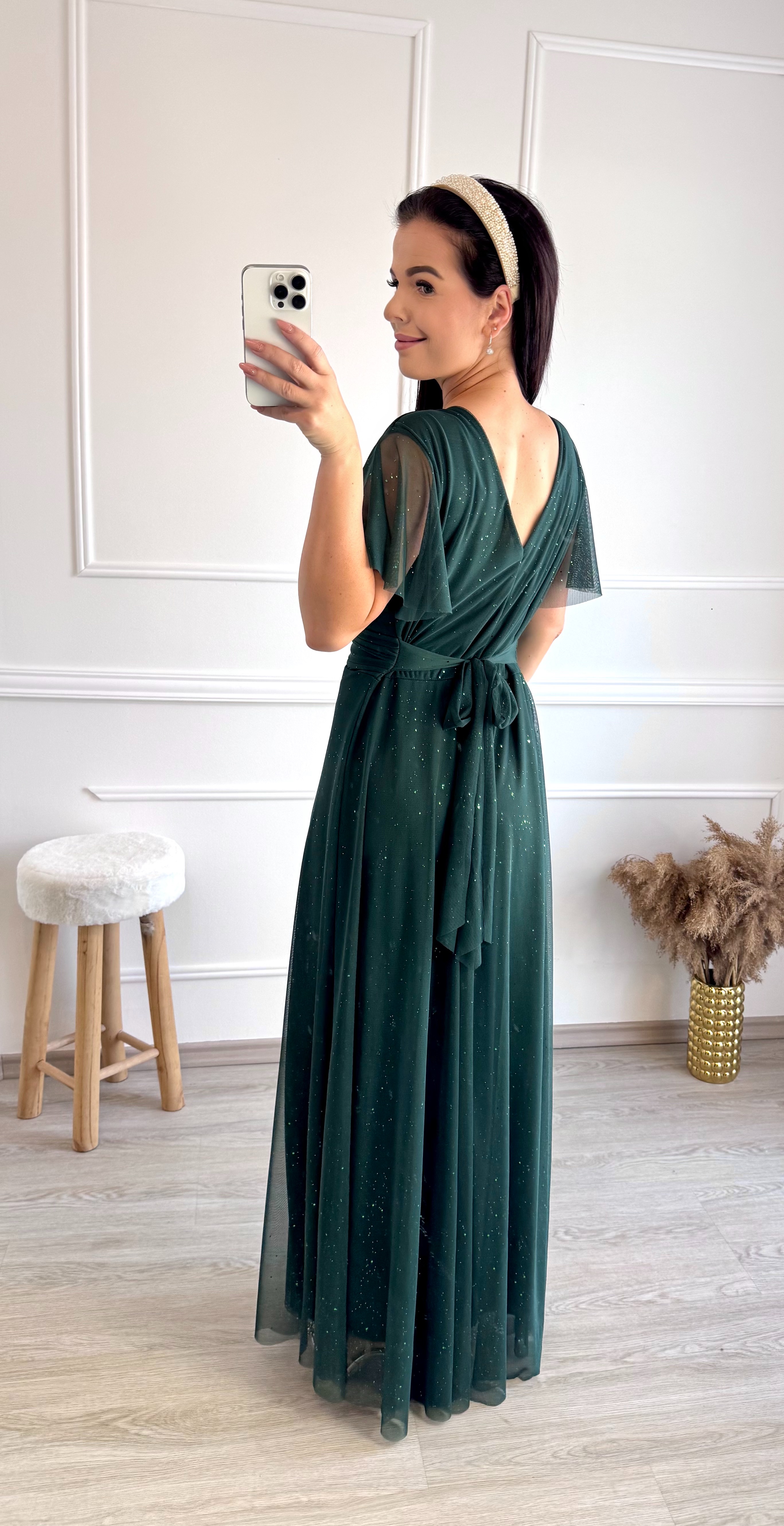 Třpytivé šifónové šaty Poppy/ zelené  