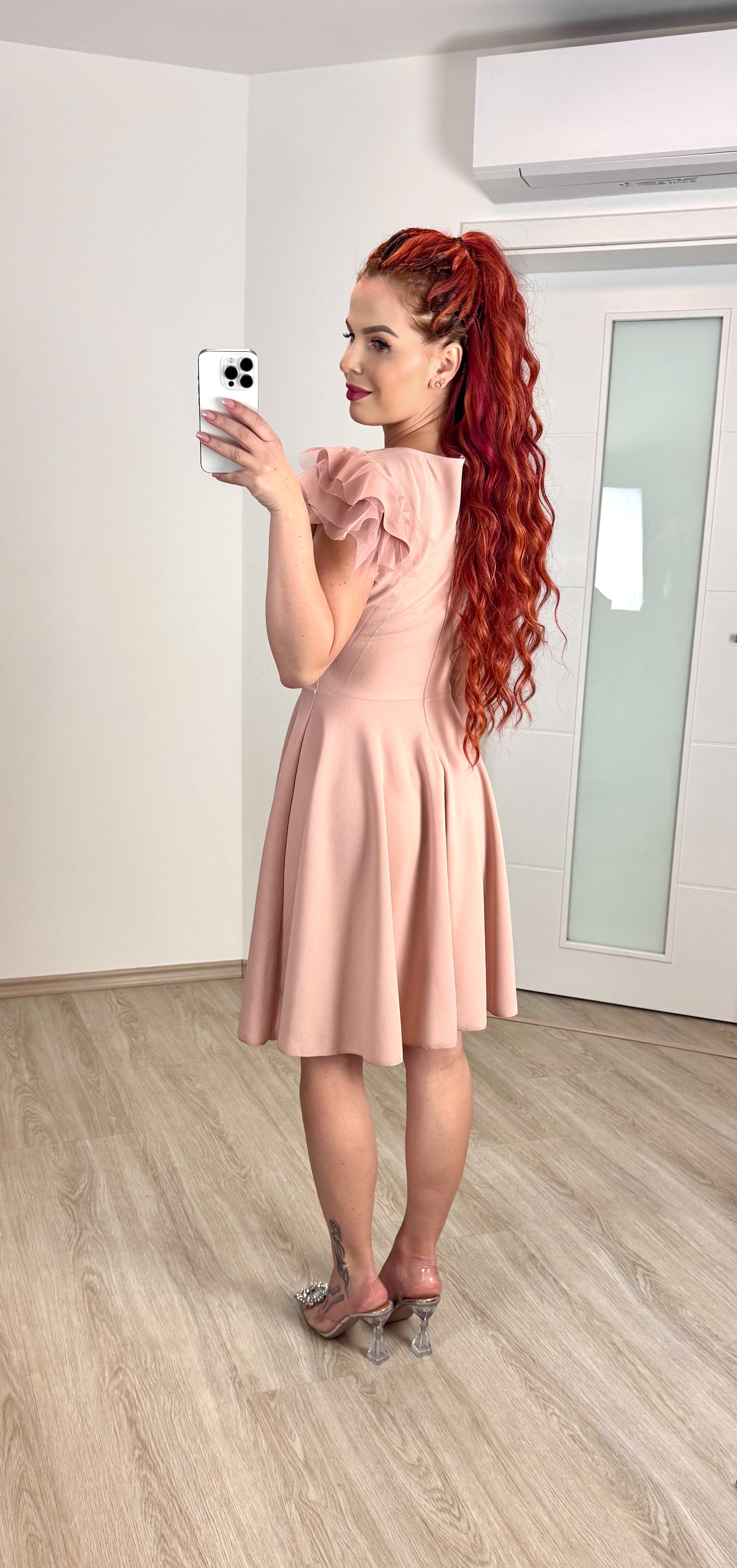 Volánkové šaty/ starorůžové