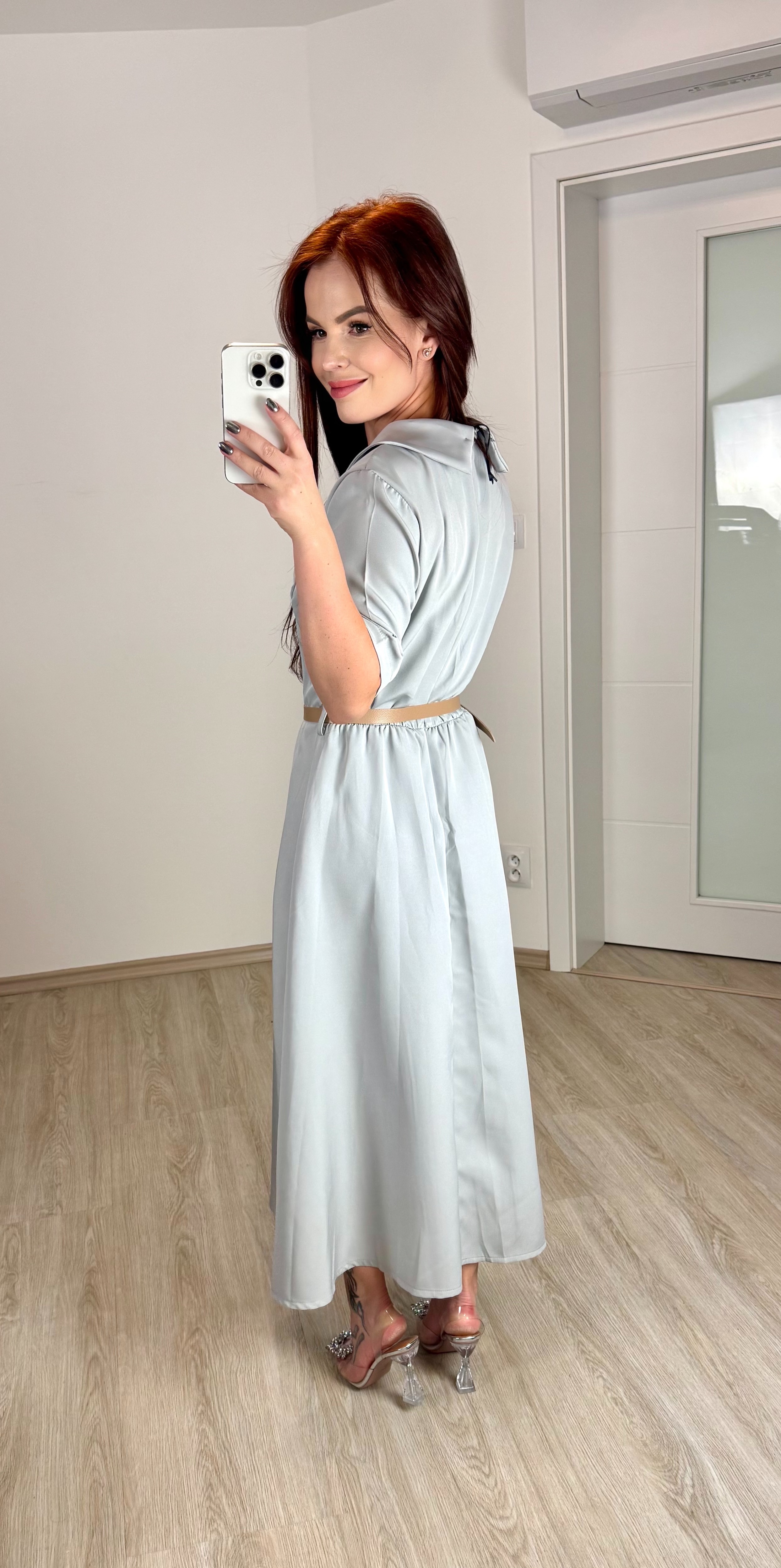 Áčkové osminkové šaty/ šedé