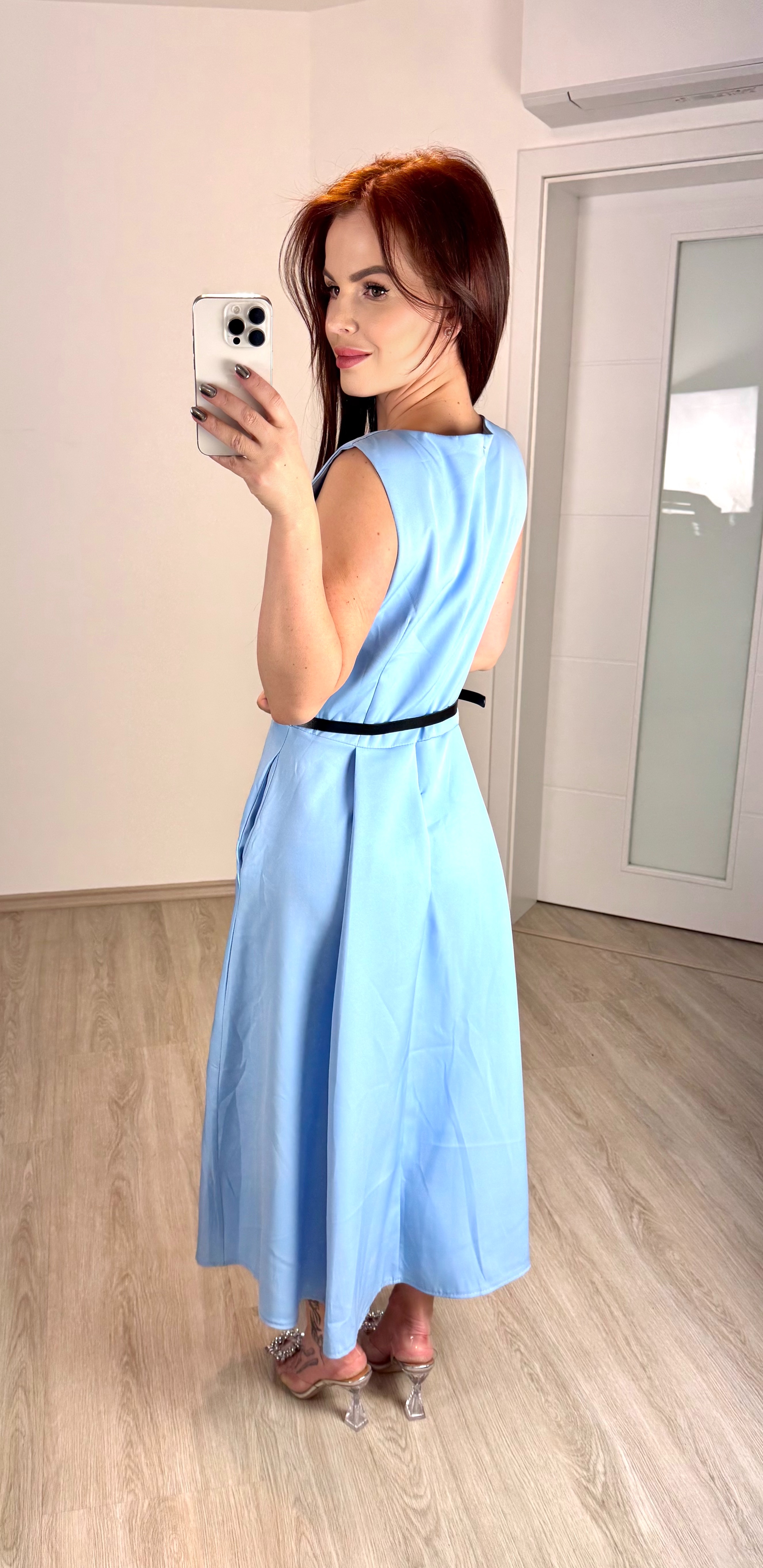 Áčkové osminkové šaty Audrey/ modré