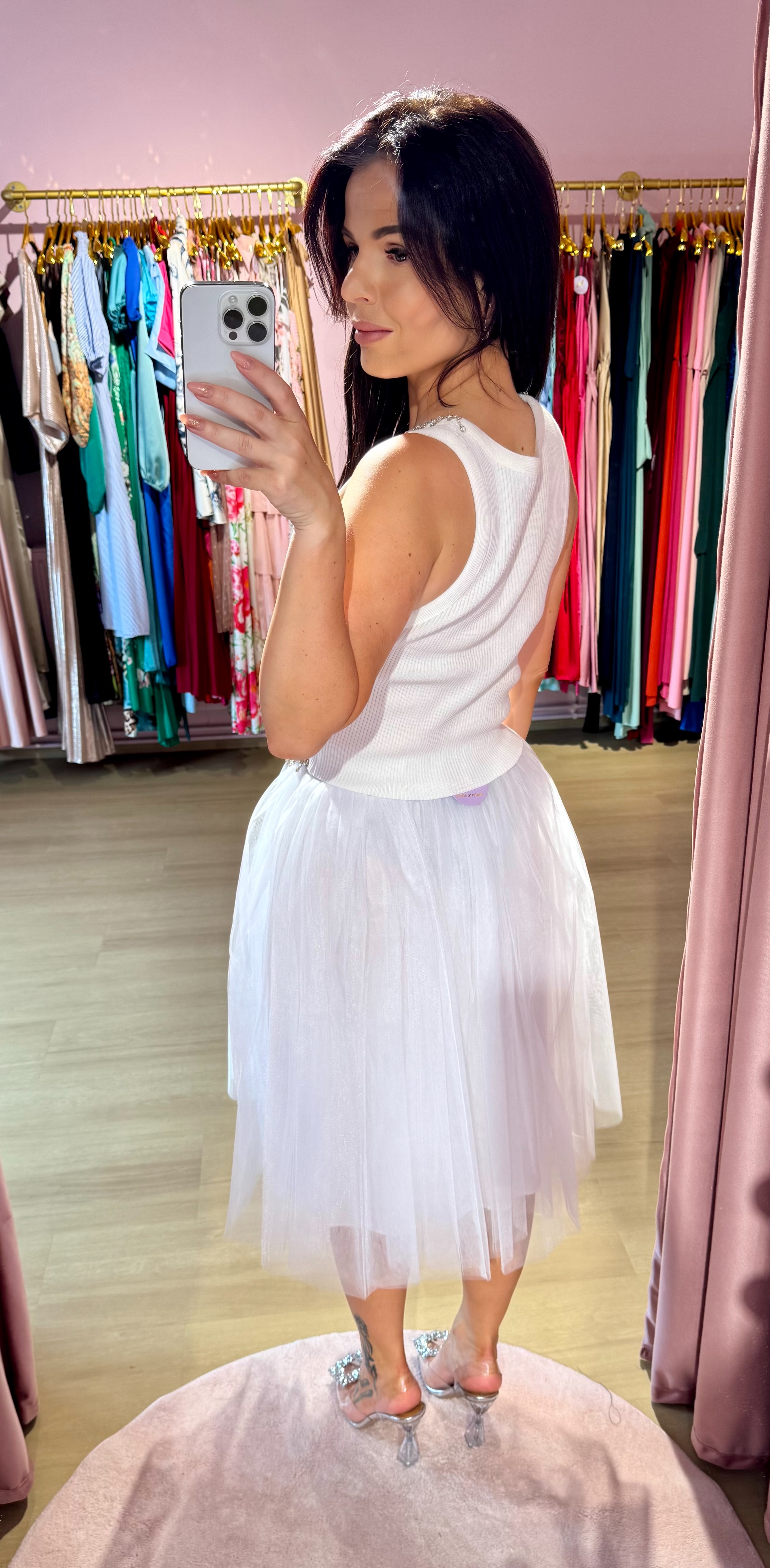 Top se štrasy / bílé