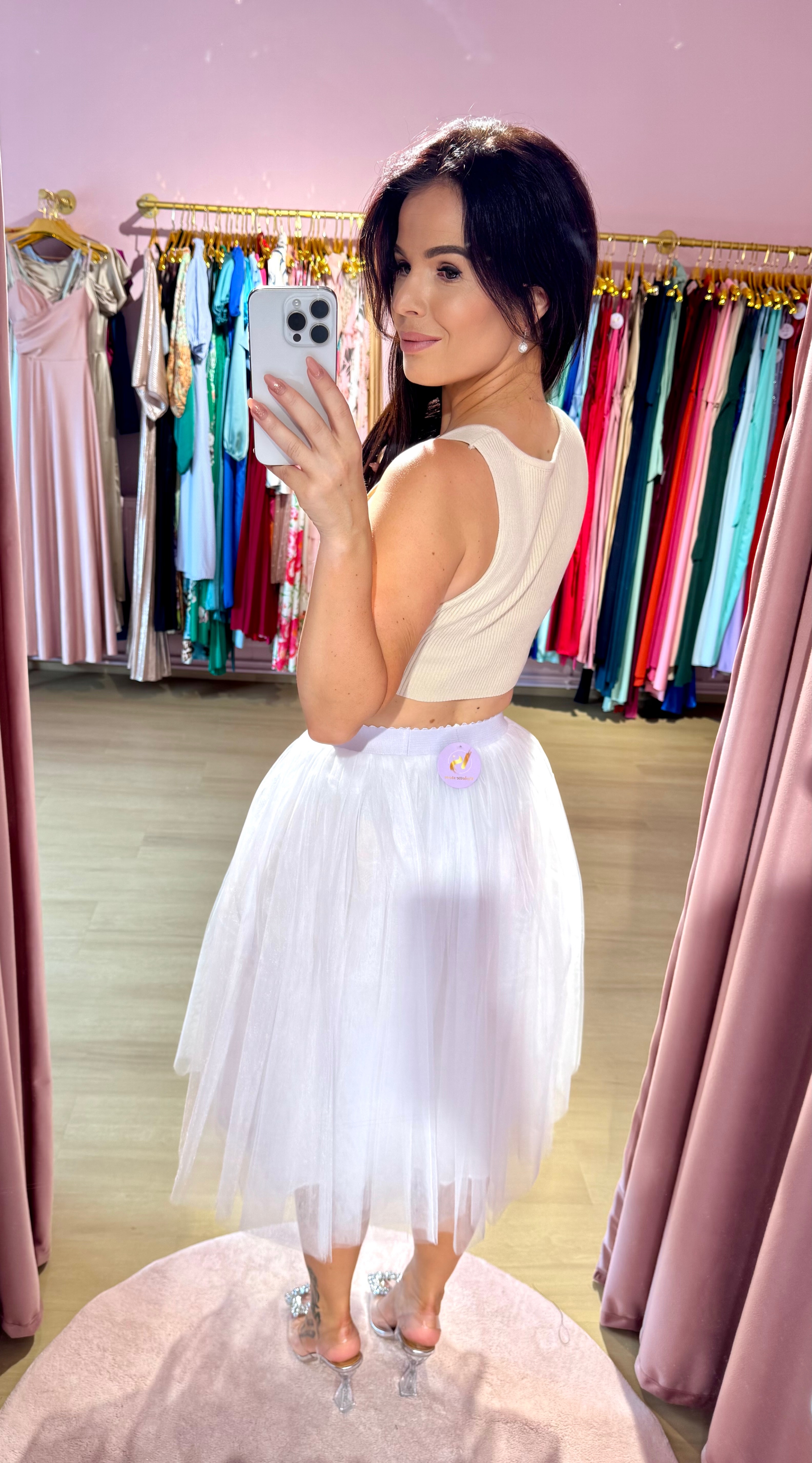 Top se štrasy / béžový