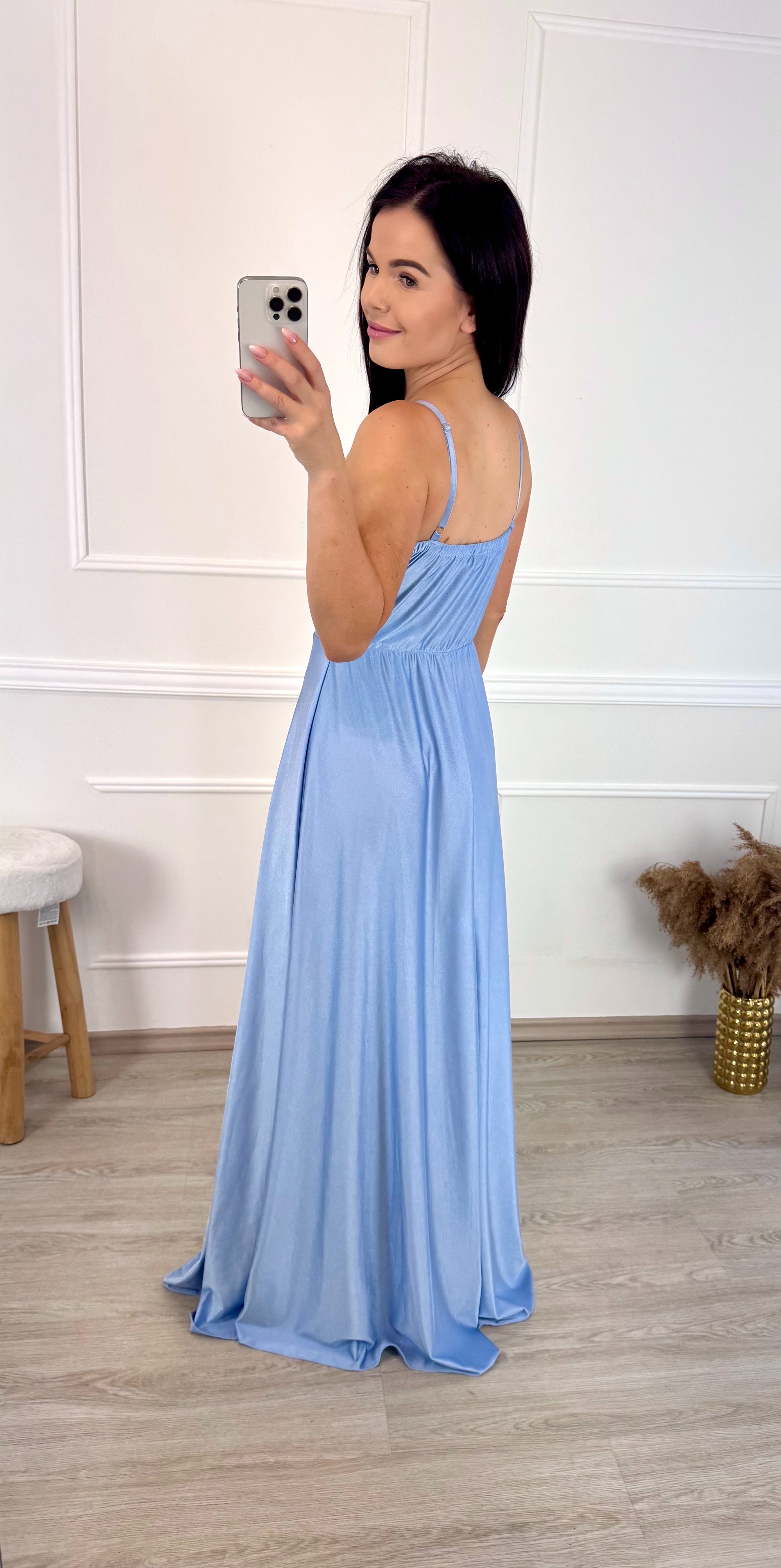 Saténové šaty Nemise/nebesky modré