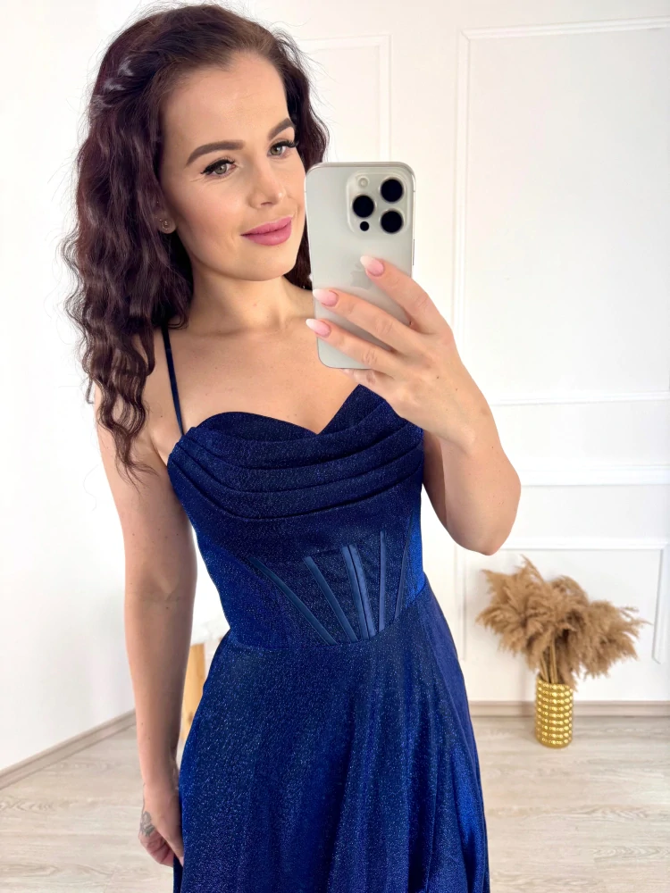 Třpytivé šaty Kristin/ námořnické modré 32