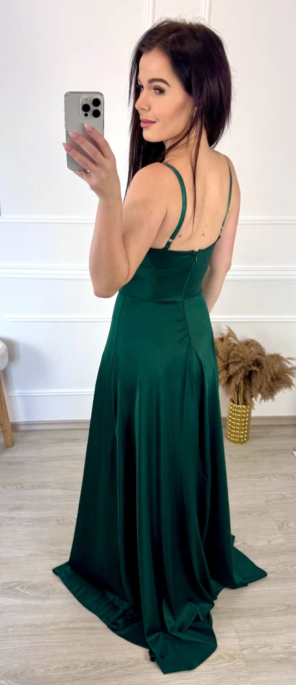 Saténové šaty Nemise / smaragdové