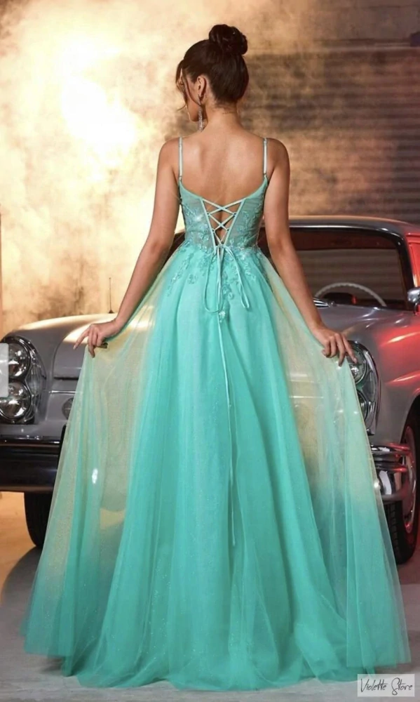 Tylové šaty Rumi/ tyrkysové L