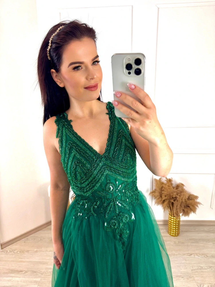 Tylové šaty zelené XS