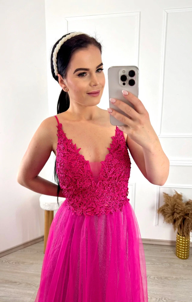 Tylové šaty Bianca/ fuchsiové S