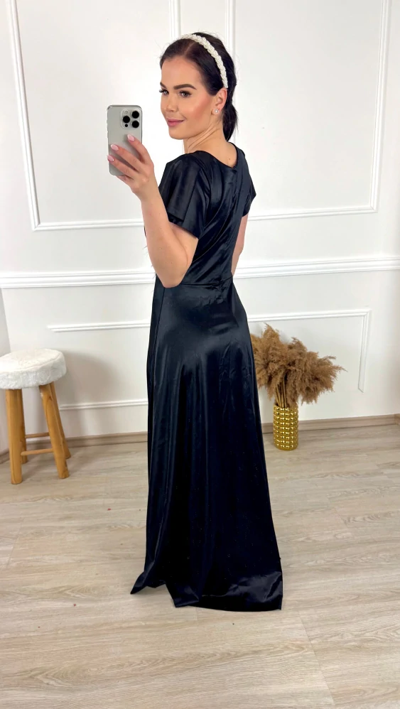 Saténové šaty Ilumi/ černé