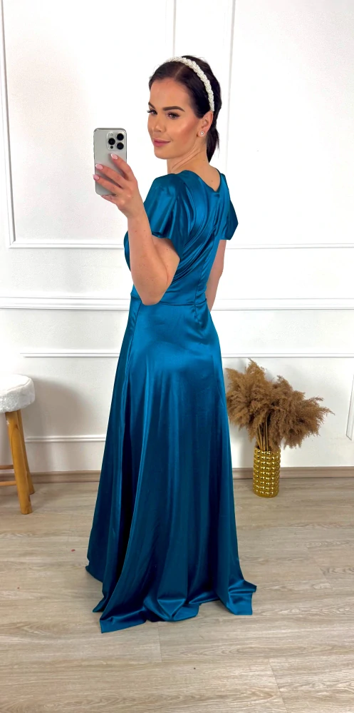 Saténové šaty Ilumi/ petrolejové