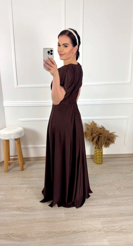 Saténové šaty Ilumi/ hnědé 