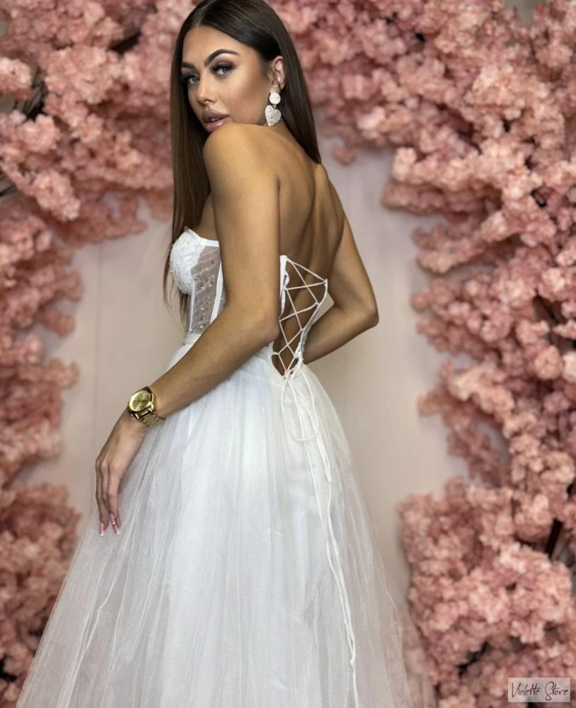 Tylové bílé šaty Casino 34