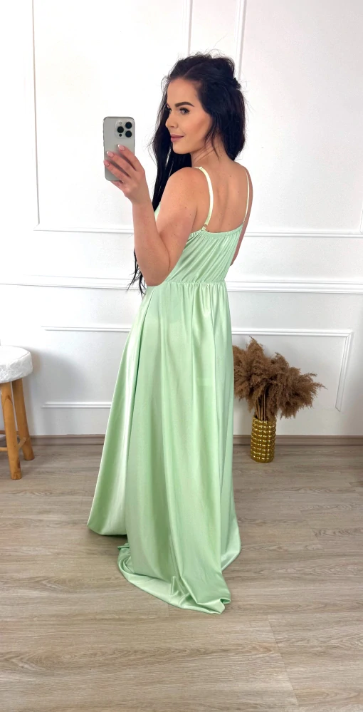 Saténové šaty Nemise / limetkové