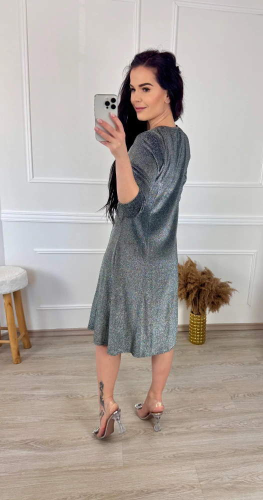 Třpytivé společenské šaty/ stříbrné  