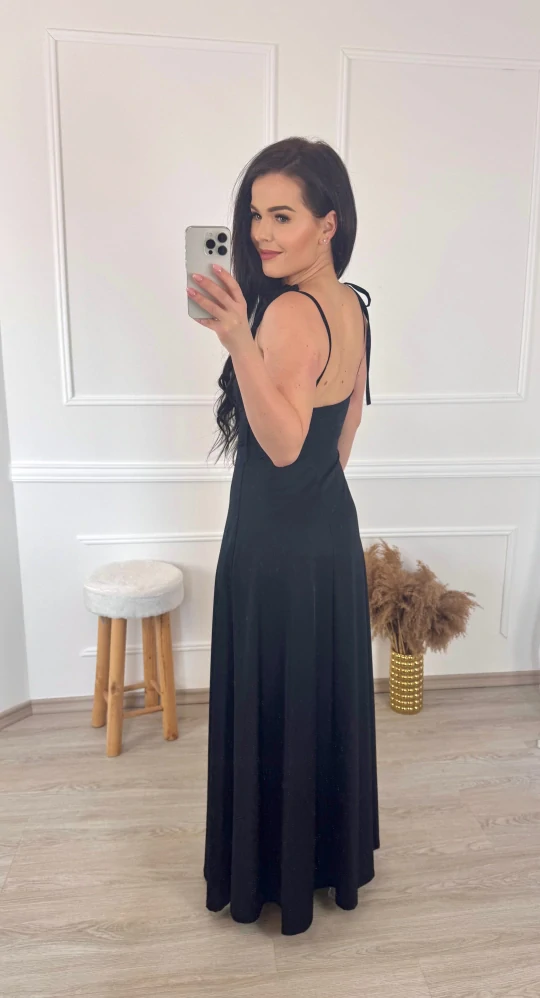 Saténové šaty Zoya/ černé 