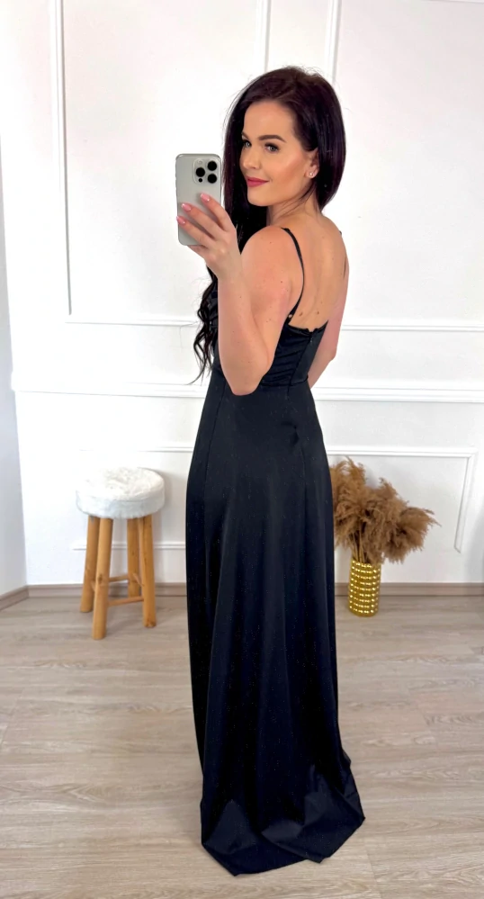 Saténové šaty Arleen/ černé