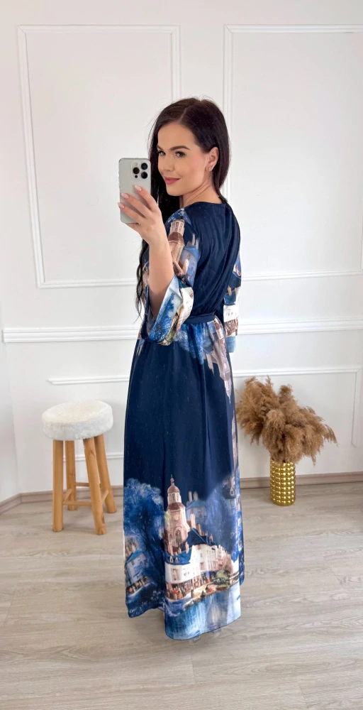 Saténové šaty Briston/ modré