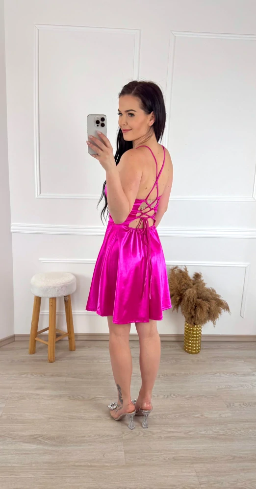 Saténové krátké šaty Este / Růžové 