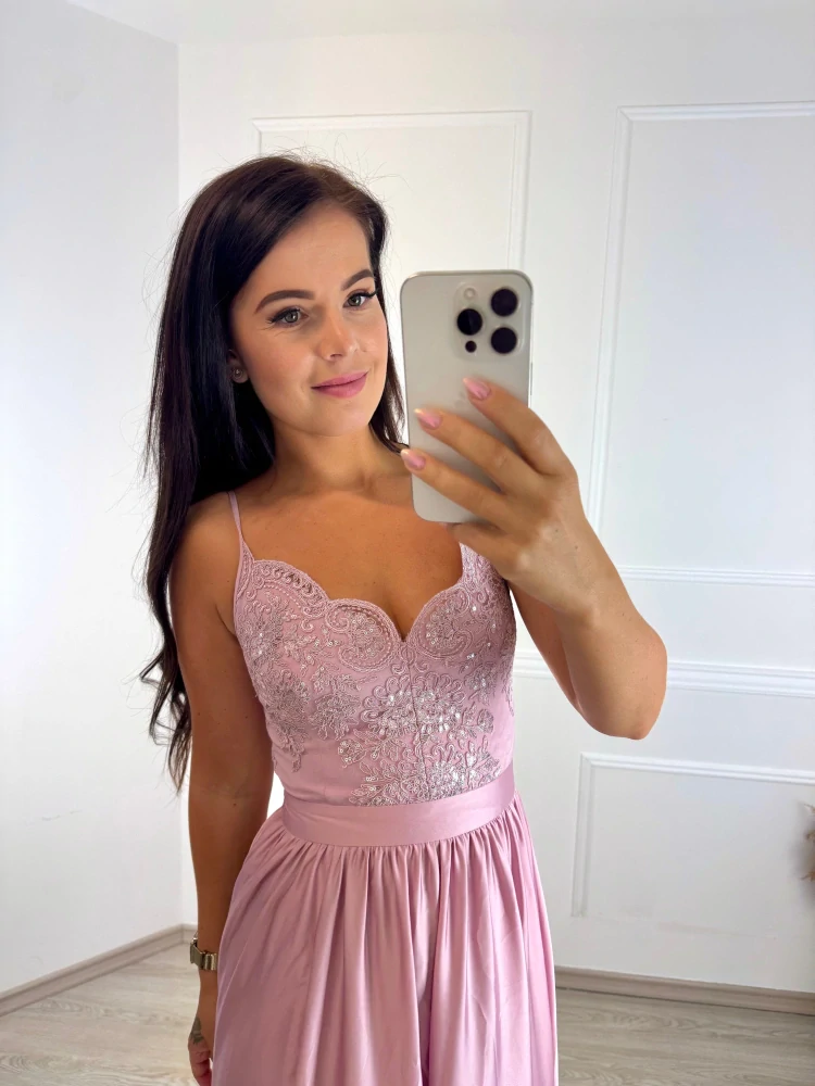 Krajkové šaty Bella 34 starorůžové