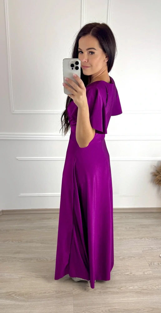 Saténové šaty Oliv/ magenta MINI