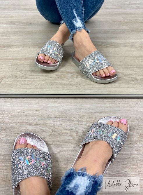 Pantofle SUPER / silver 