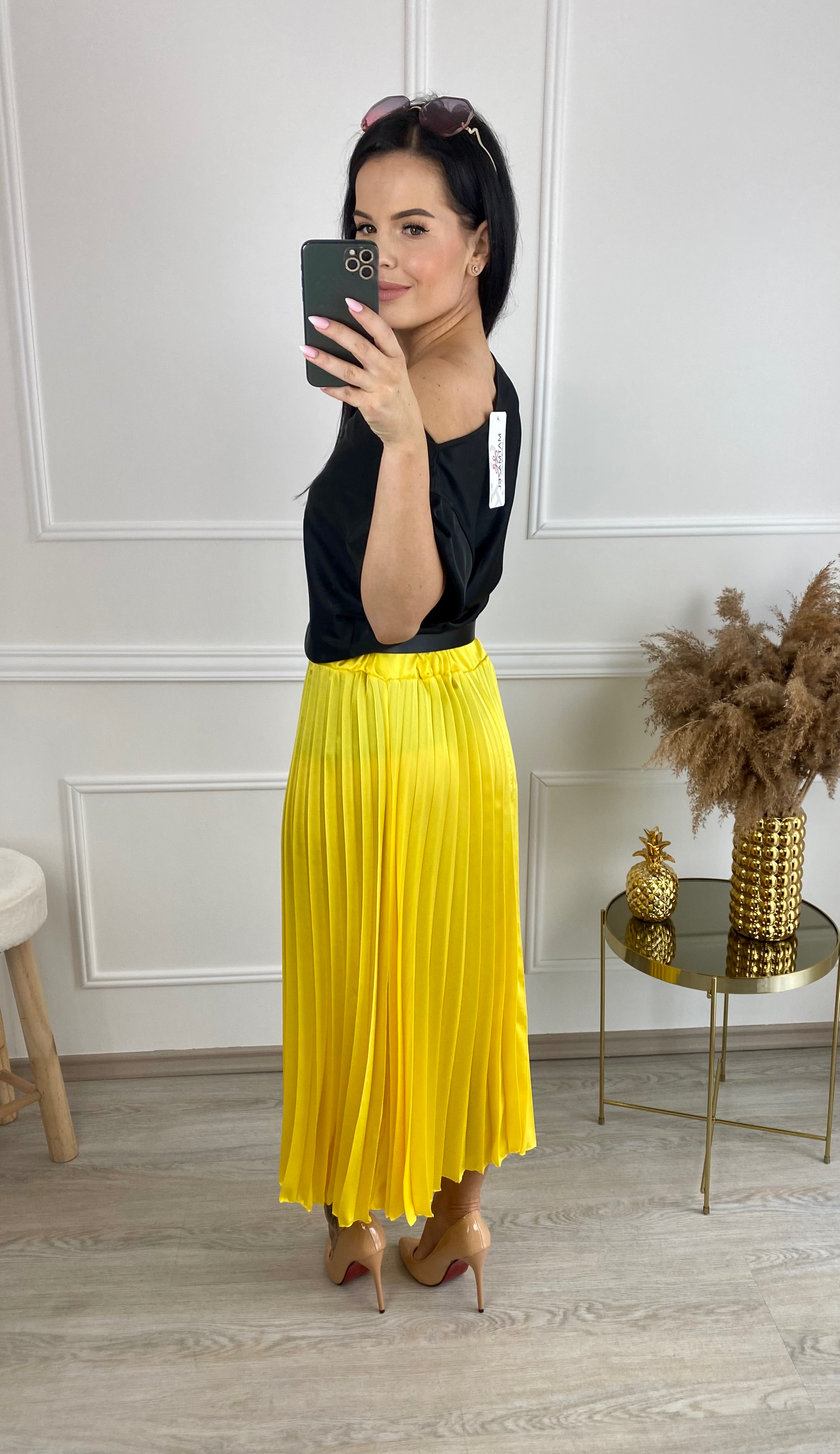 Saténová sukně Travis/žlutá