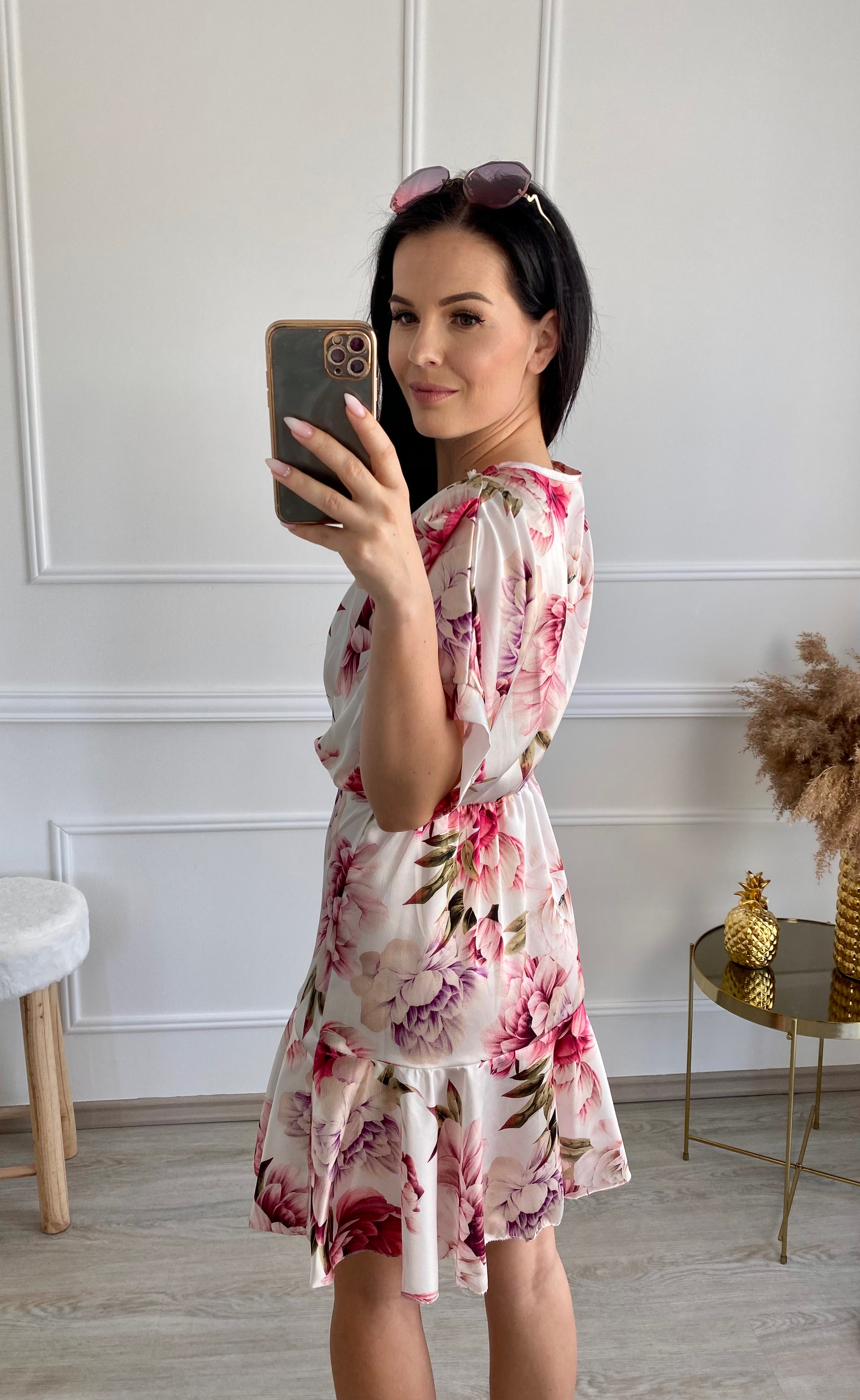 Saténové šaty Leafes/bílé