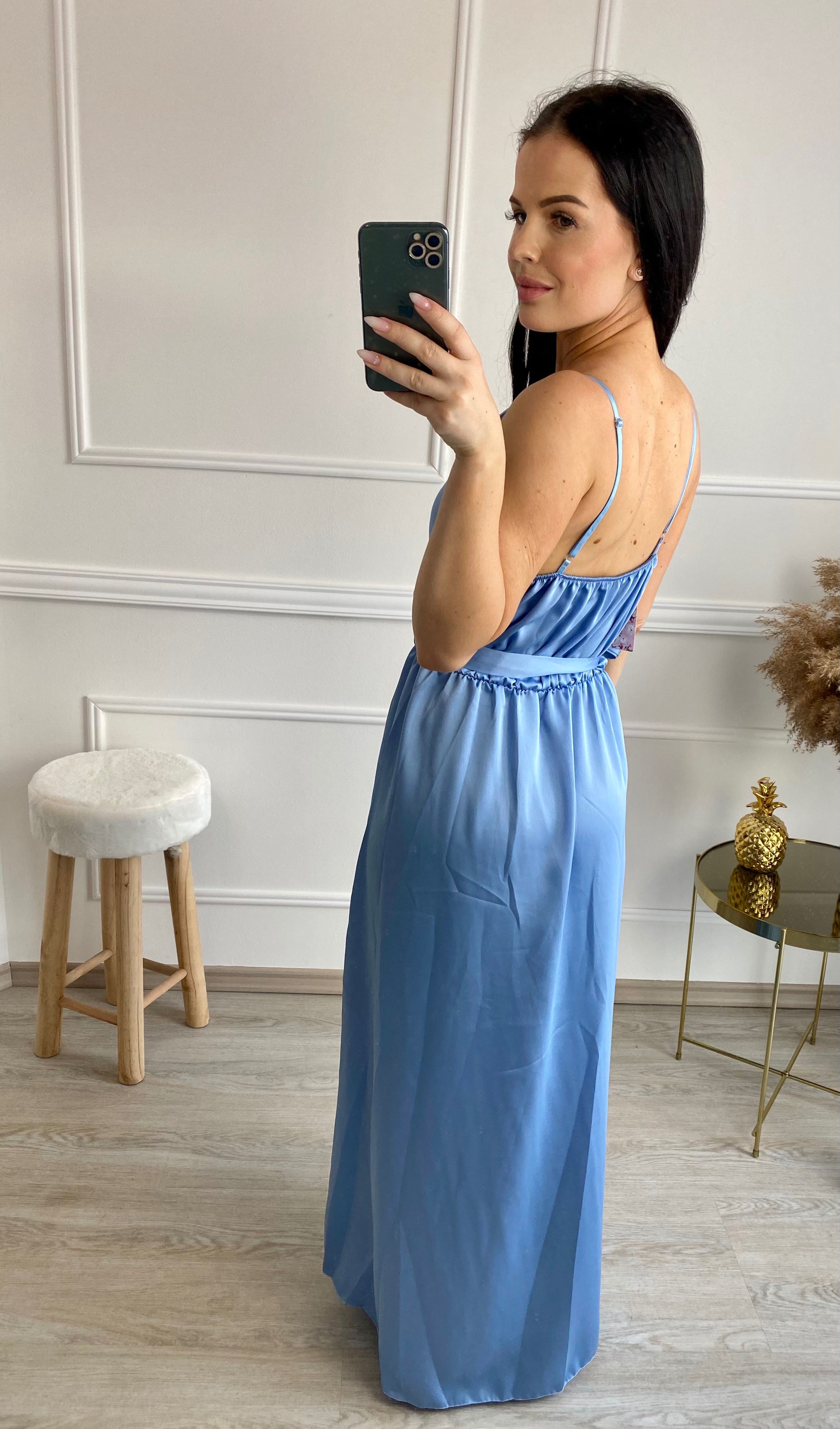 Saténové šaty Grandioza/světle modré