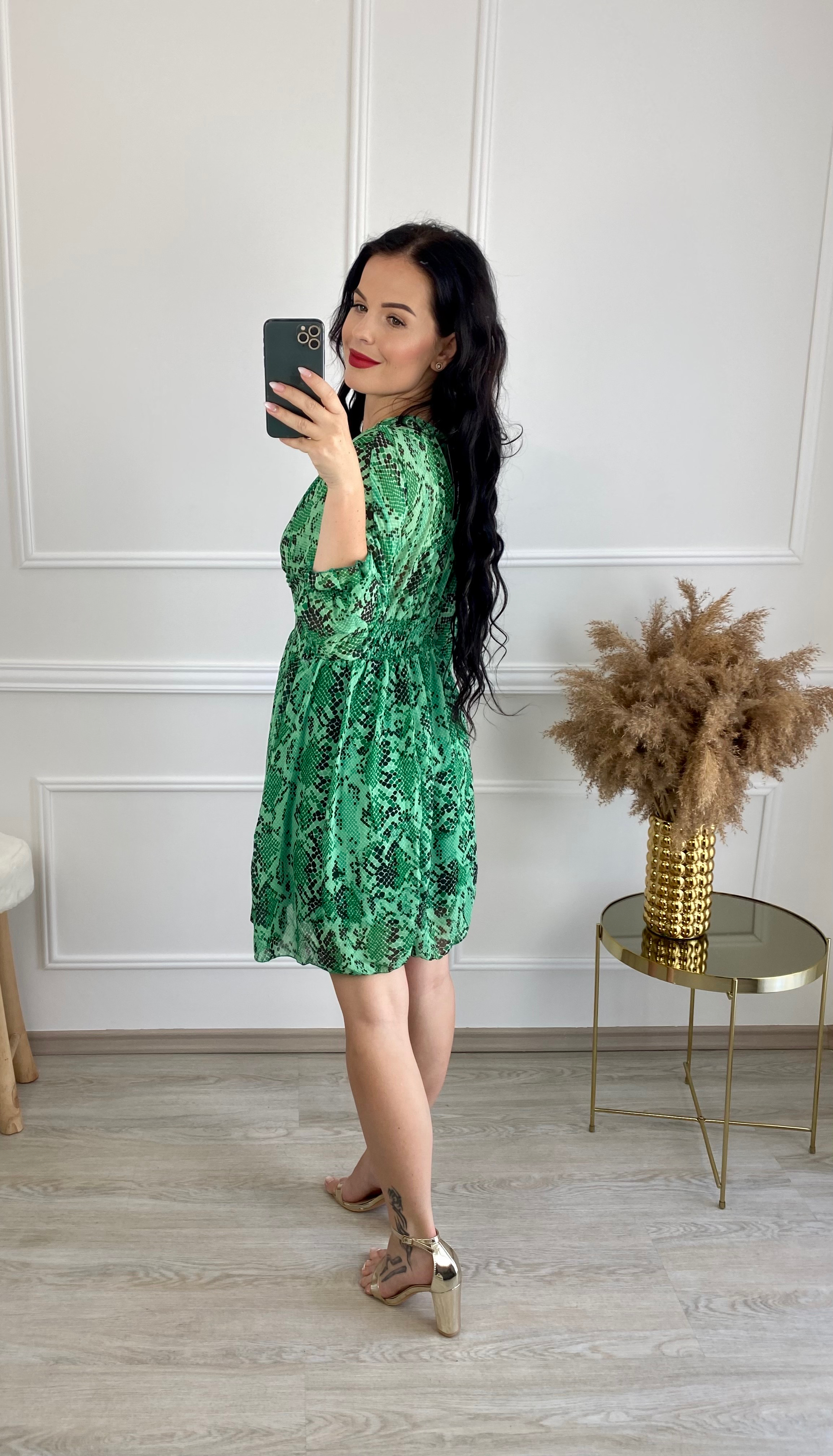 Šifónové šaty Snake/zelené