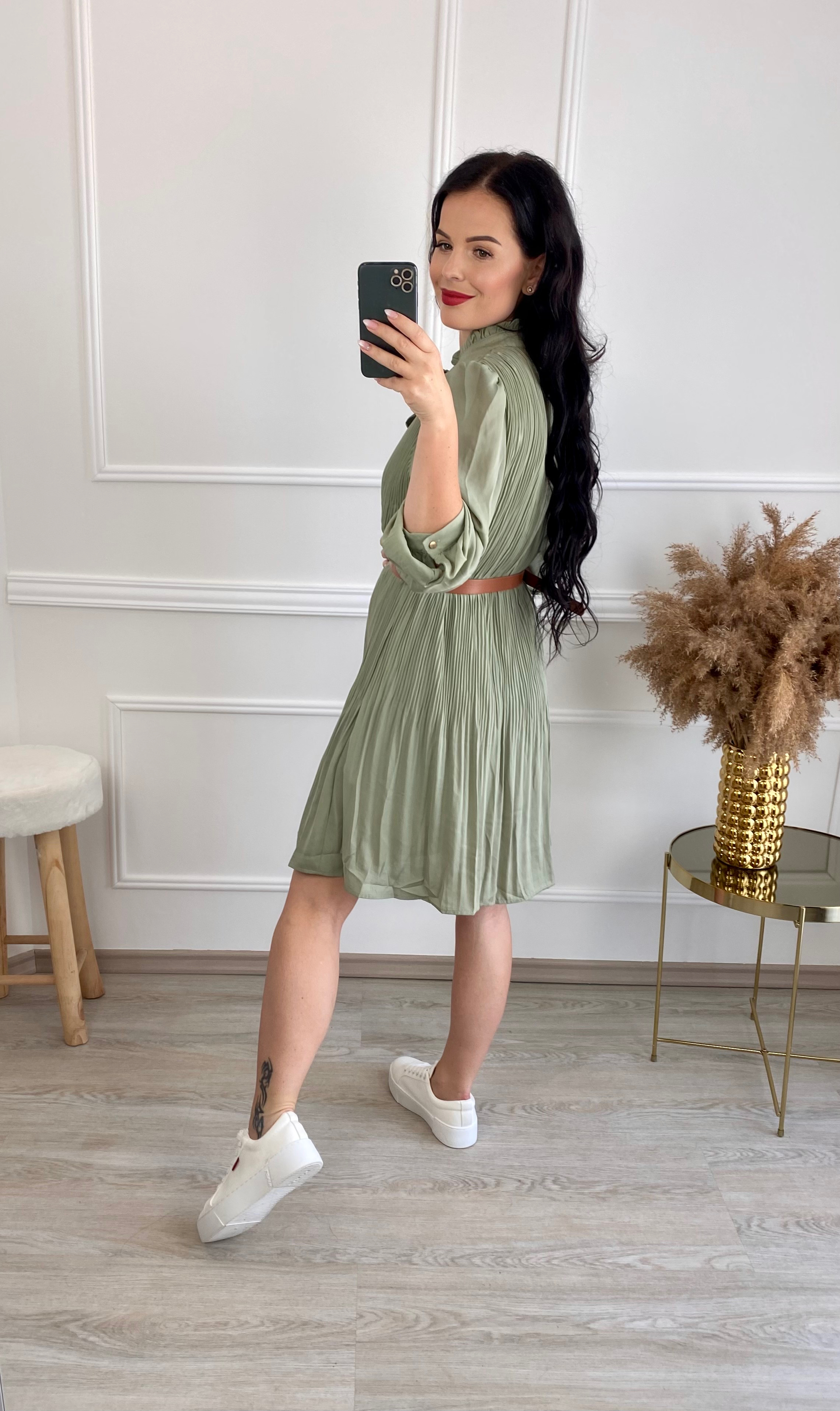 Hedvábné šaty Lolita/khaki