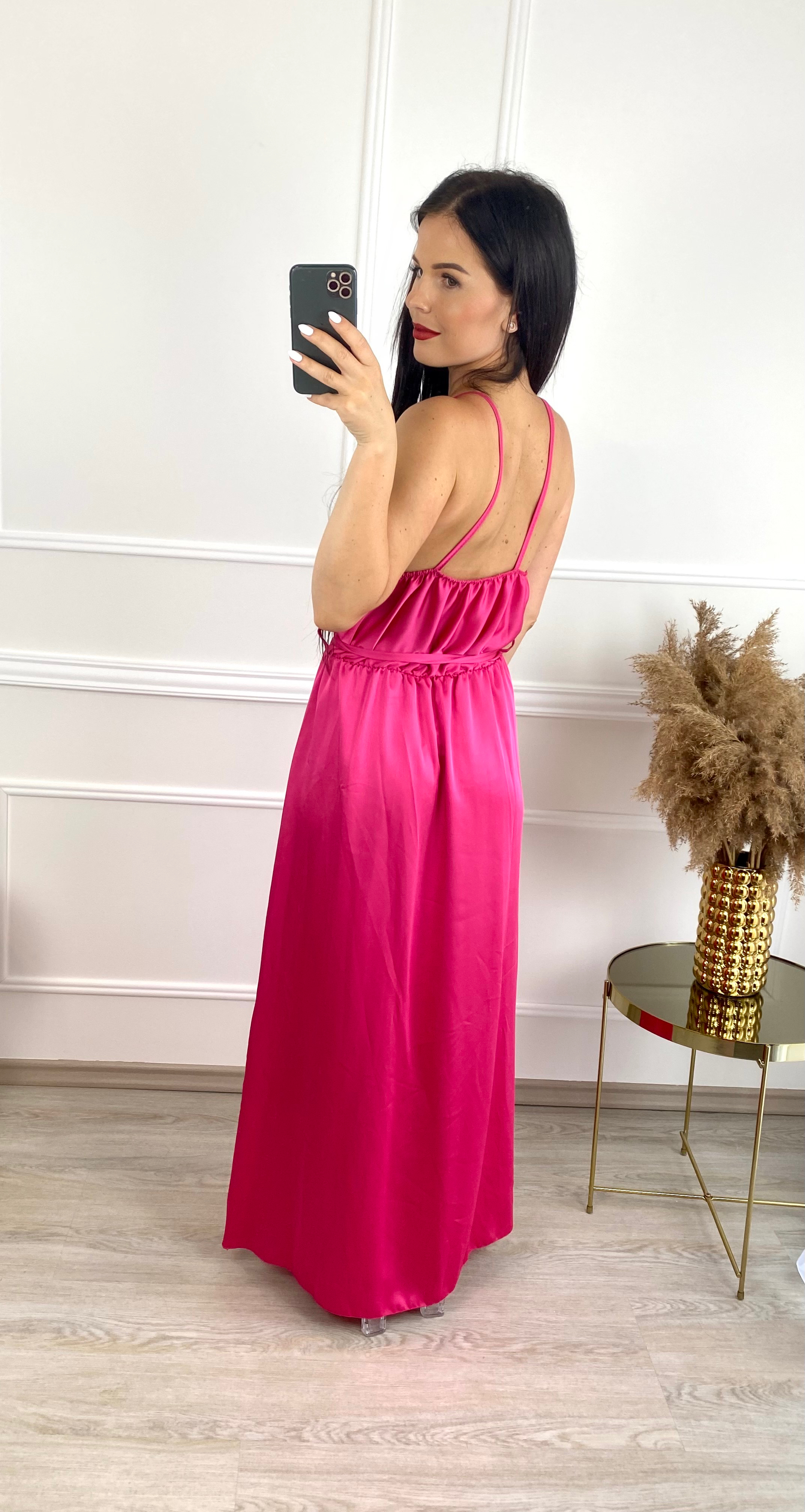 Saténové šaty Grandioza/fuchsiové