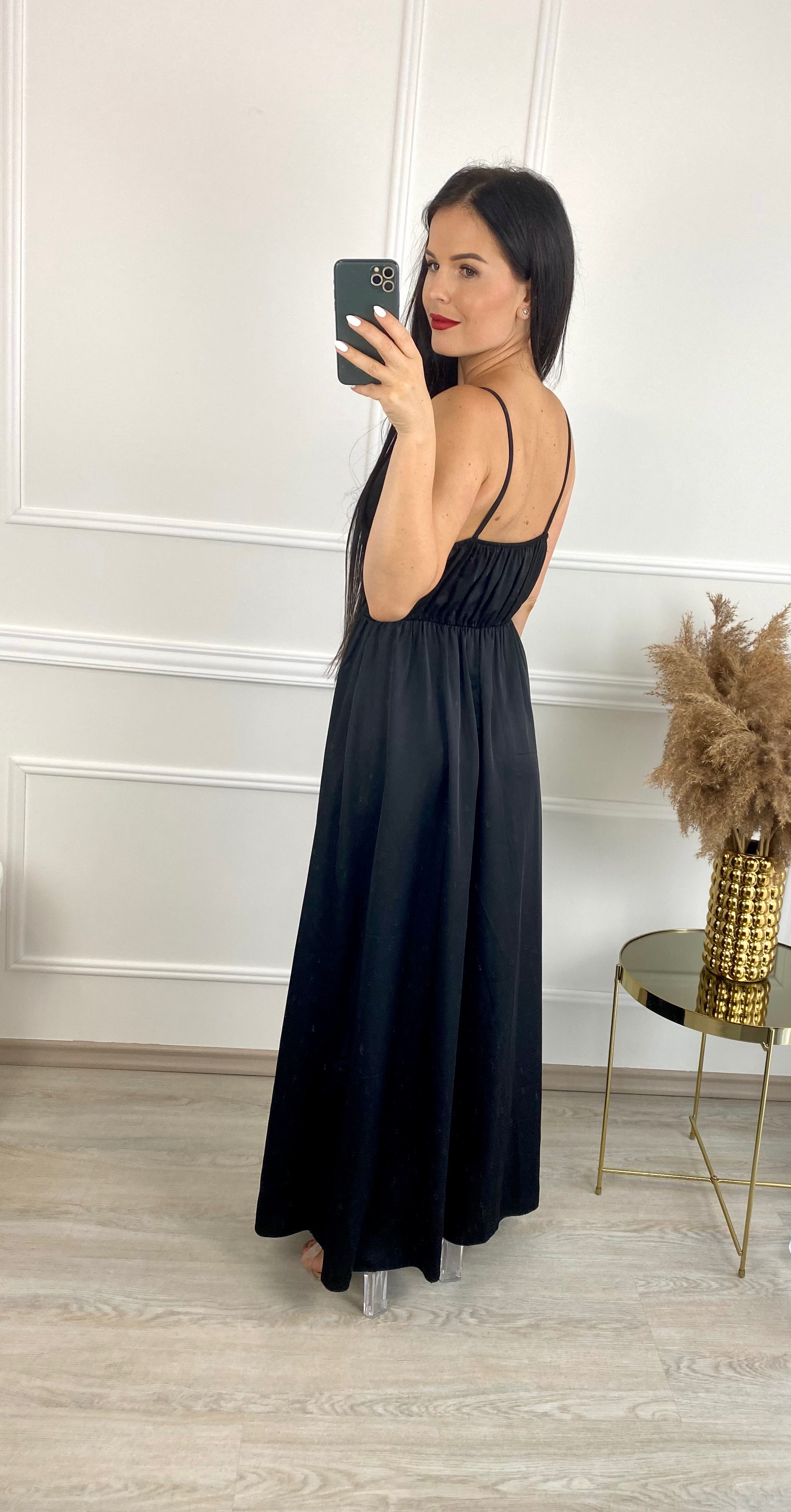 Saténové šaty Grandioza/černé